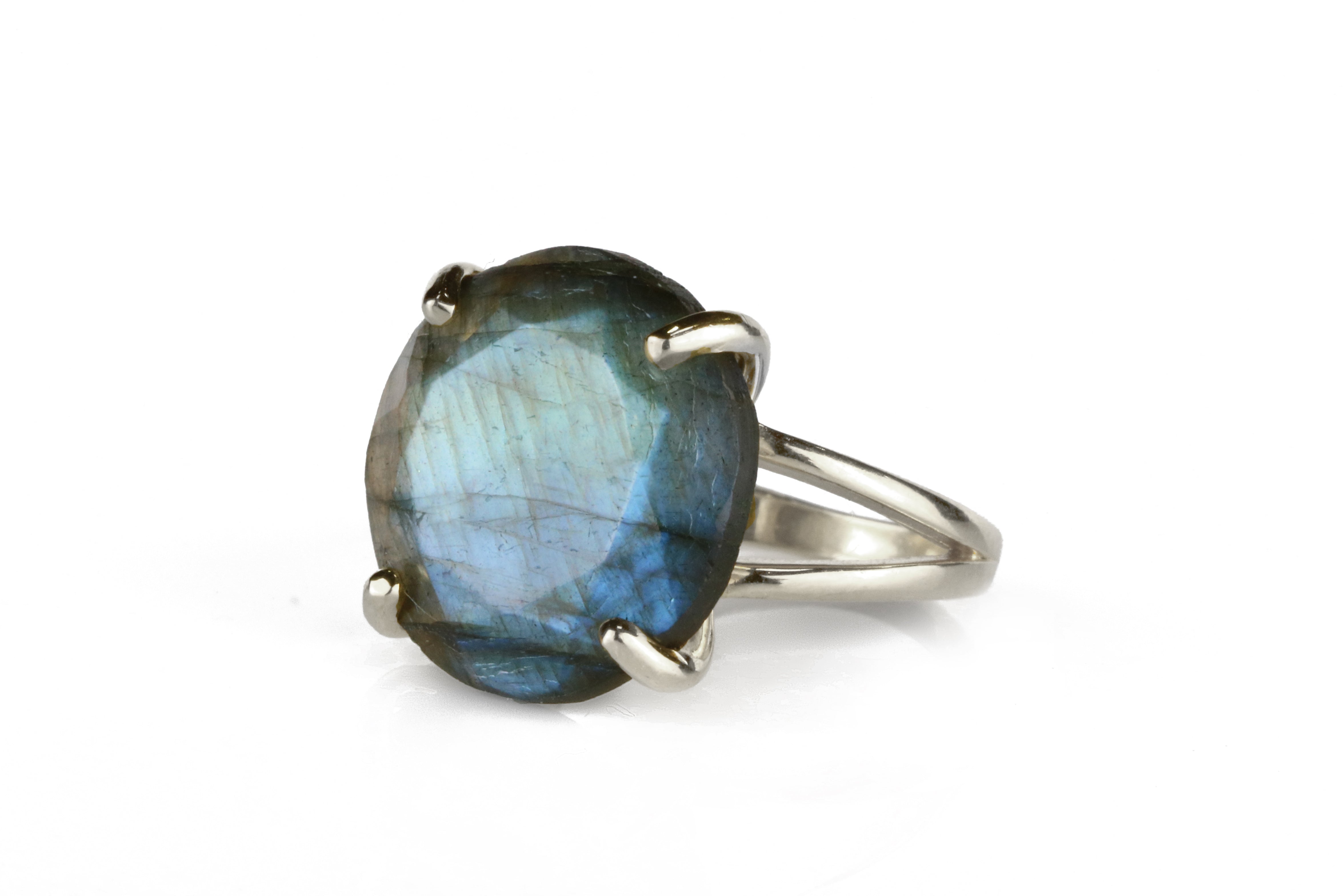 Round Labradorite Ring with 14K Gold-filled Band Rings Anemone Jewelry