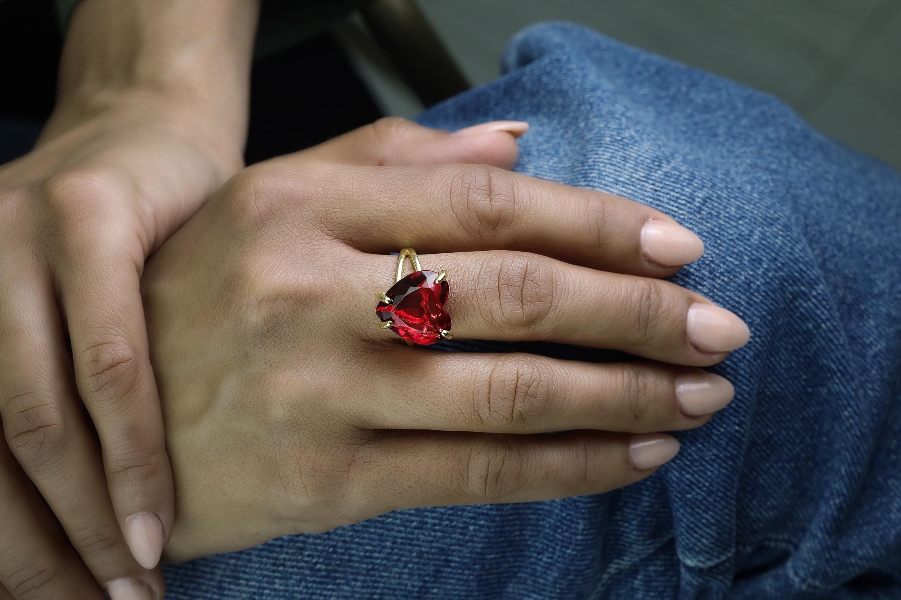 Pink Tourmaline Heart Cut Ring Anemone Jewelry