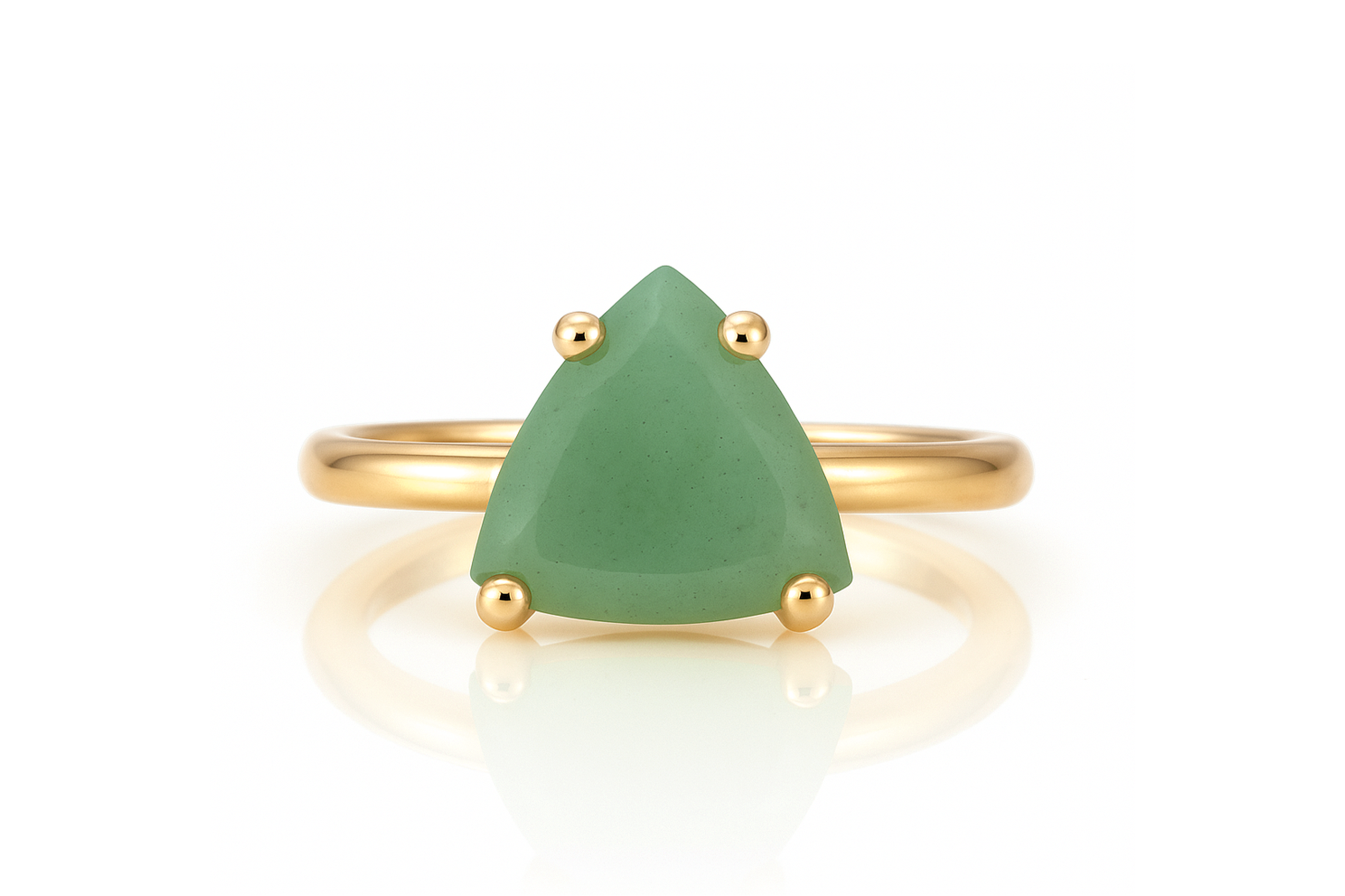 a gold ring with a green stone on it
