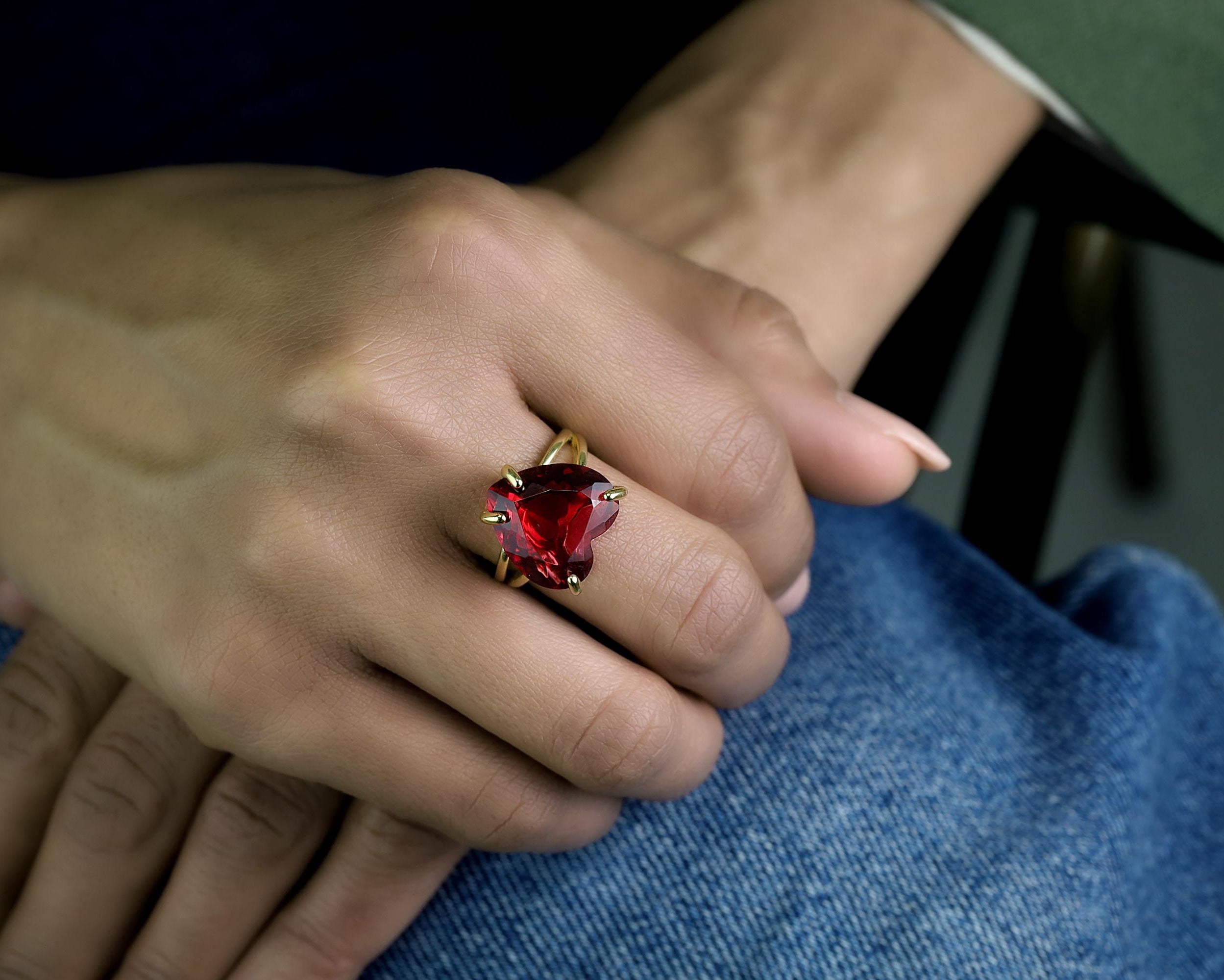 Pink Tourmaline Heart Cut Ring Anemone Jewelry