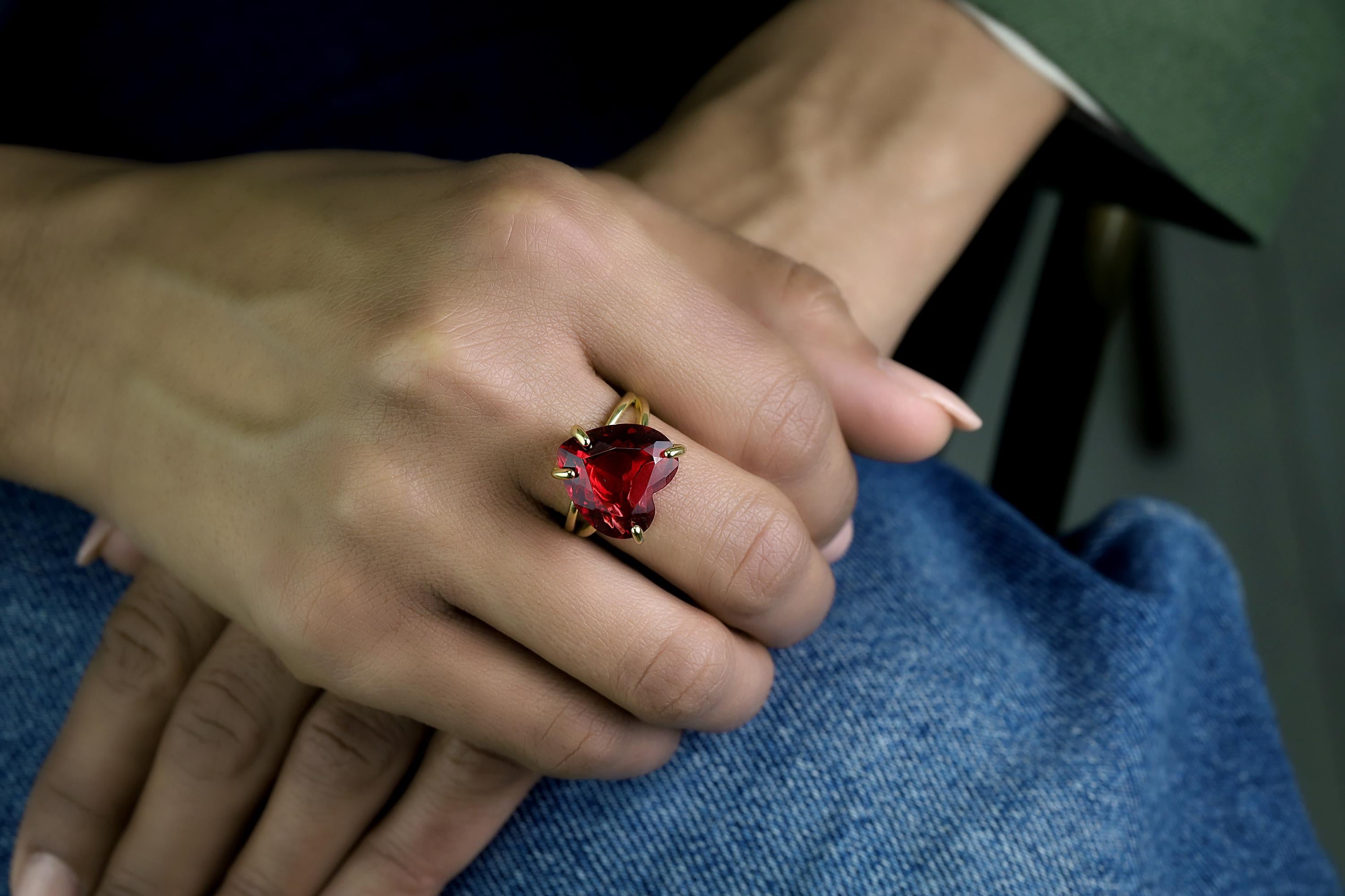 Pink Tourmaline Heart Cut Ring Anemone Jewelry