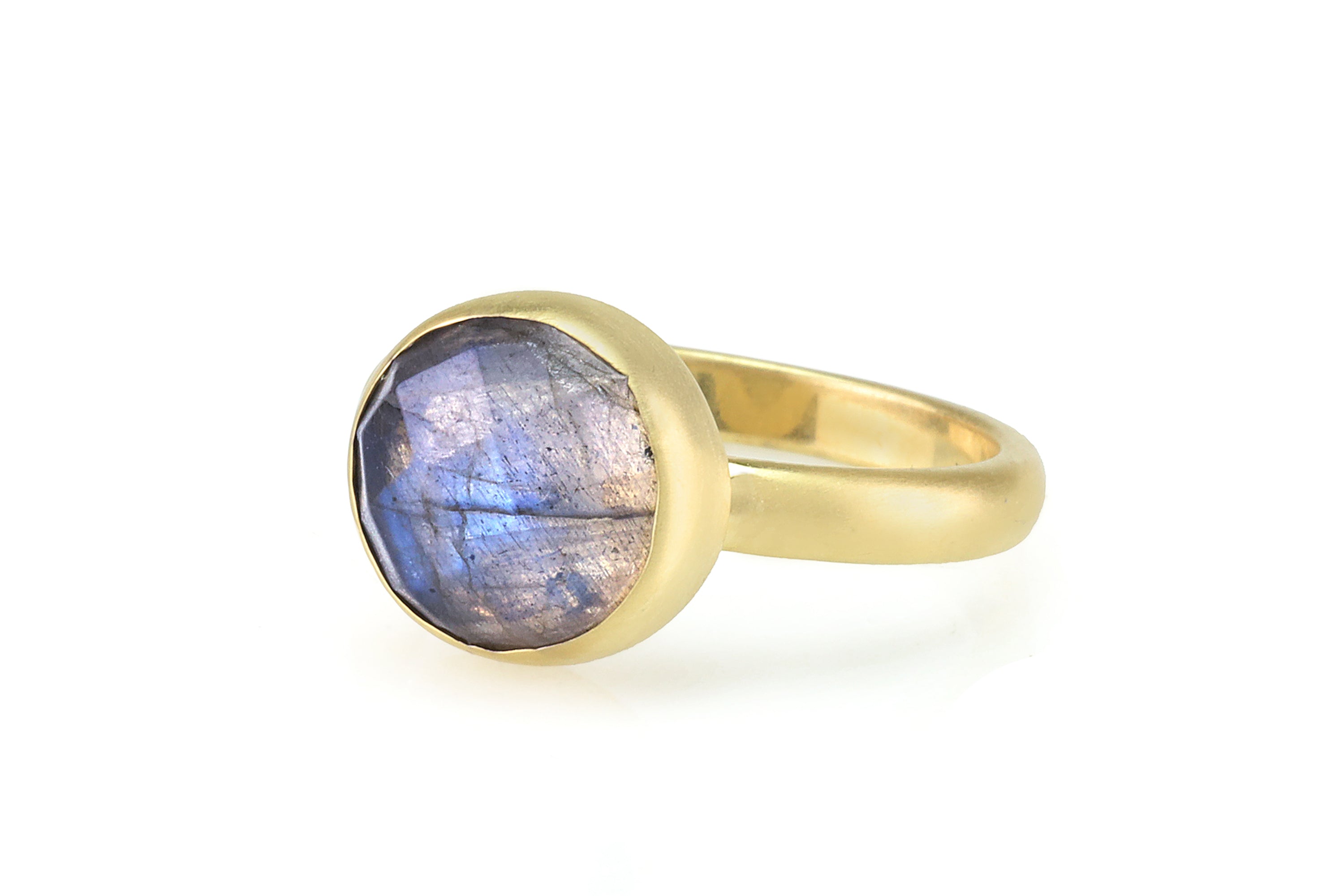 Round Faceted Labradorite Gold Ring Rings Anemone Limited