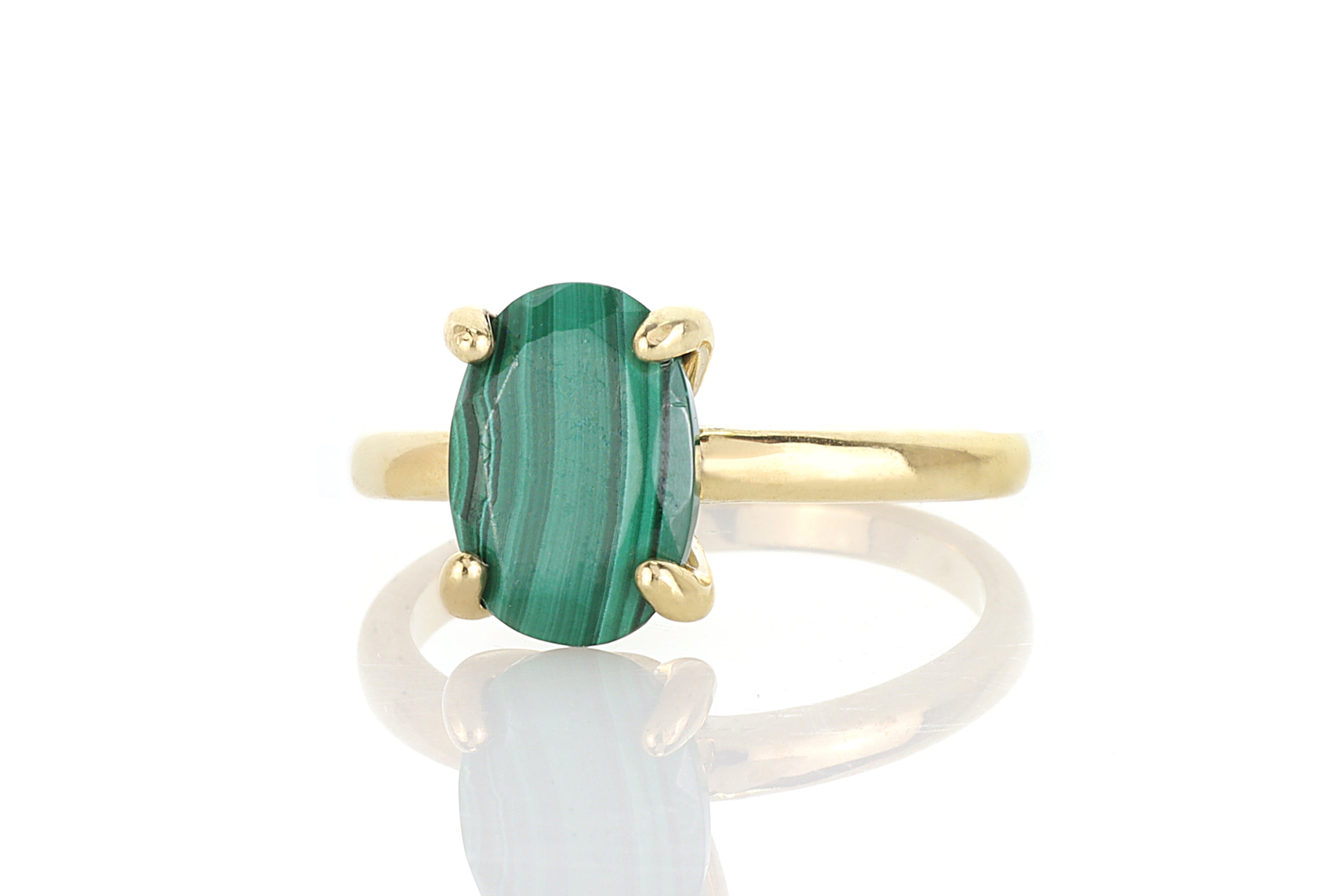 Vibrant Oval Malachite Gold Ring Rings Anemone Unique