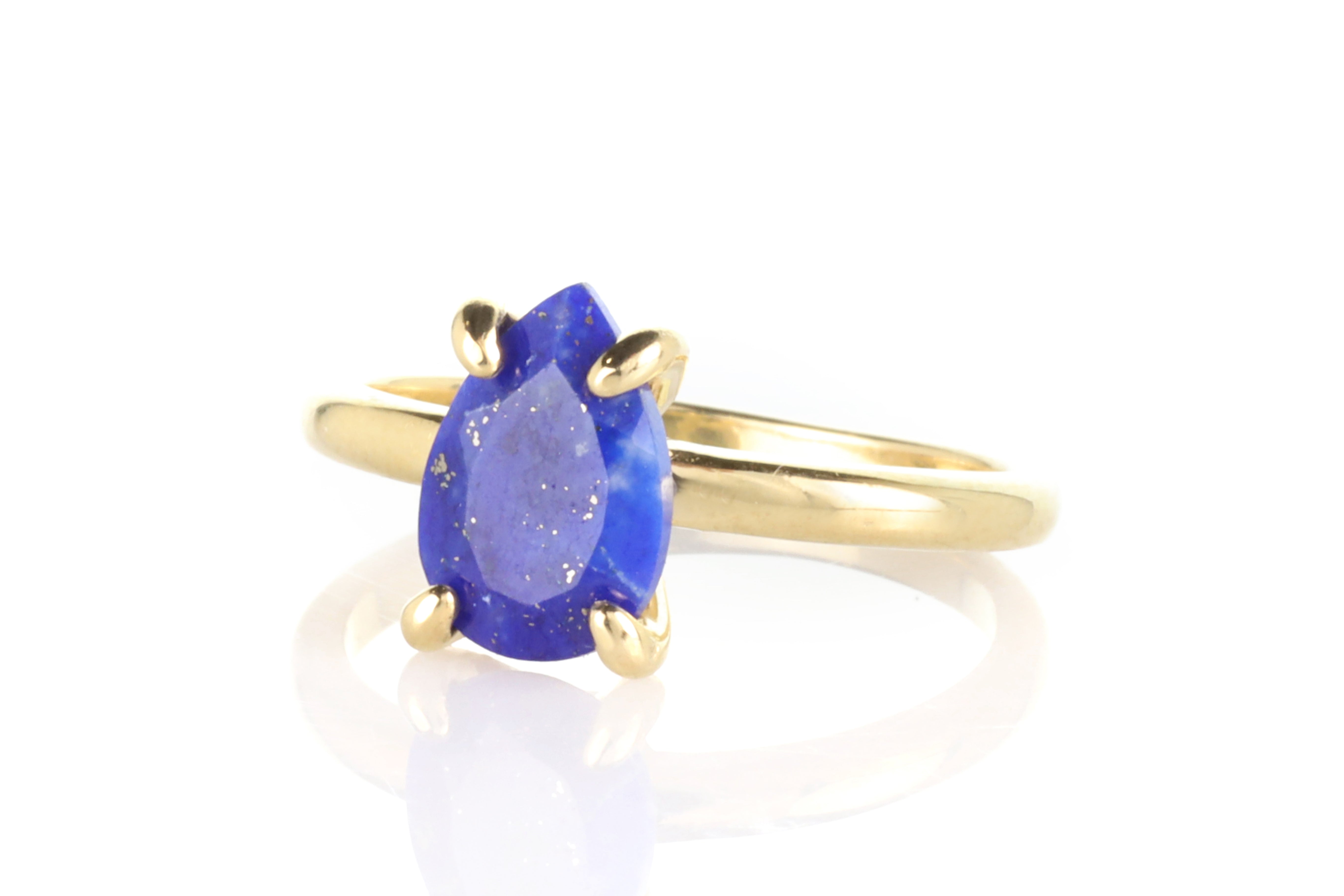 Pear Lapis Lazuli Ring in 14k Rose Gold Rings Anemone Jewelry
