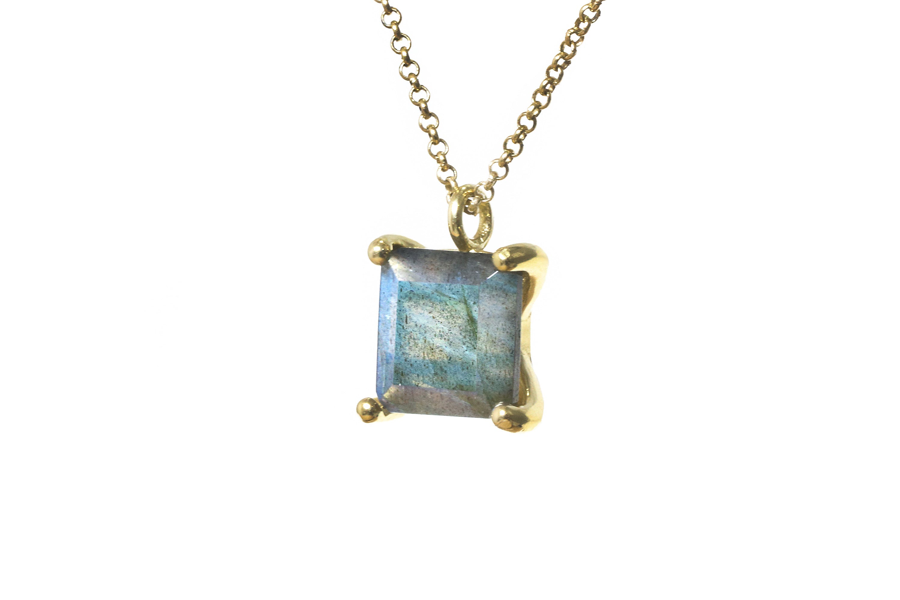 Flashy Blue Labradorite Gold Necklace necklaces Anemone Unique