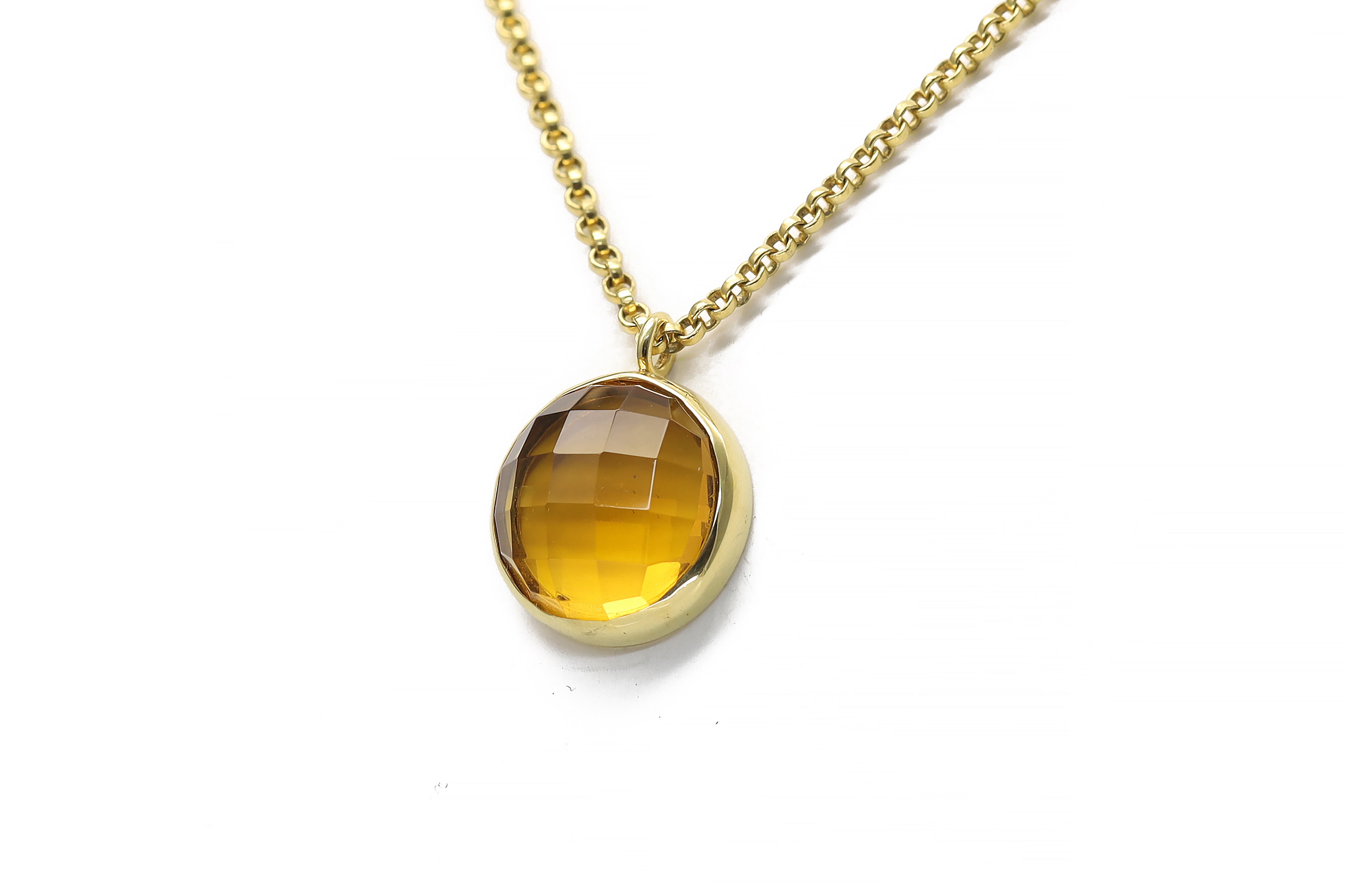 14k Gold Citrine Pendant Bezel Set Necklace necklaces Anemone Limited