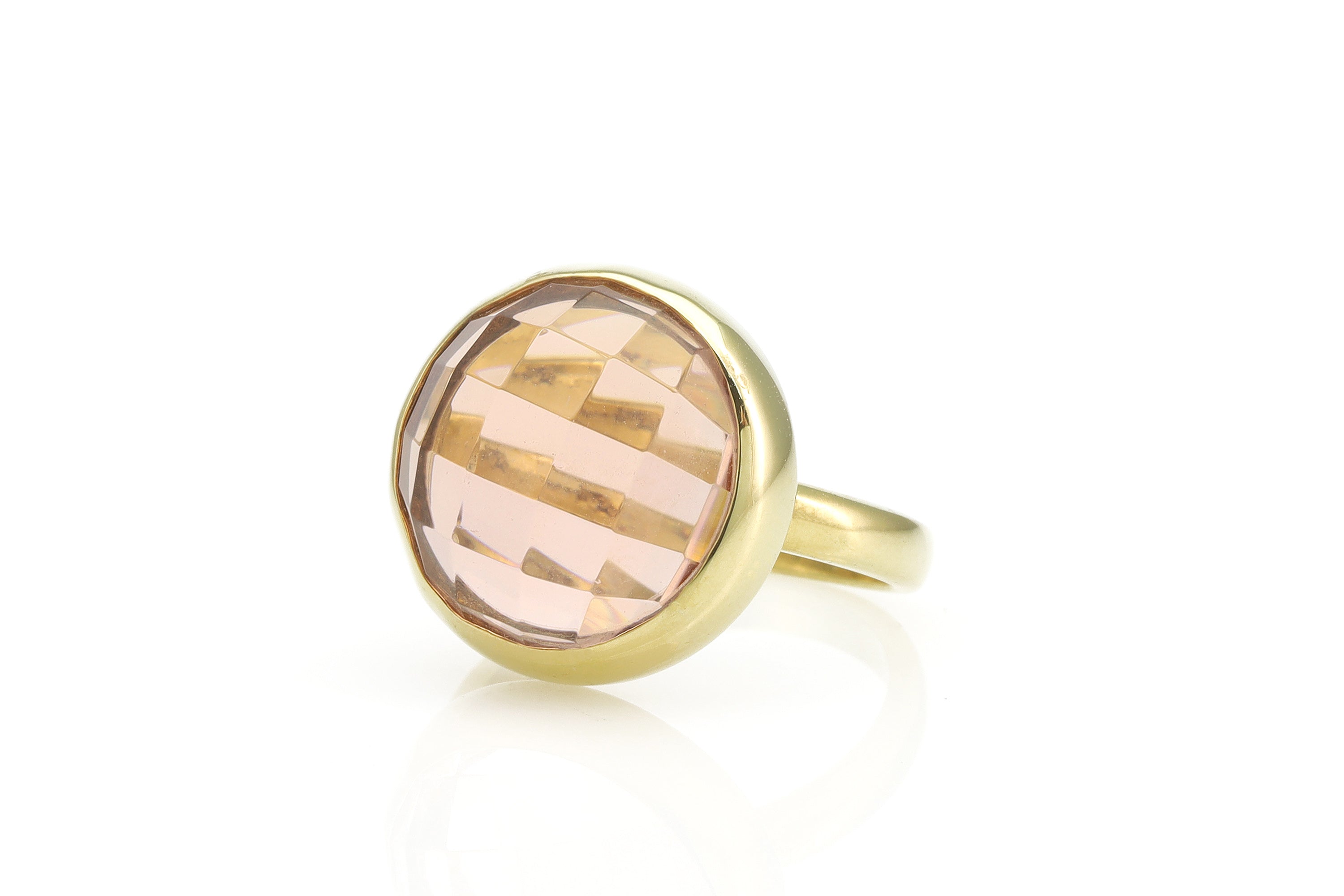 Morganite Bezel Set Gold Filled Round Ring Rings Anemone Limited