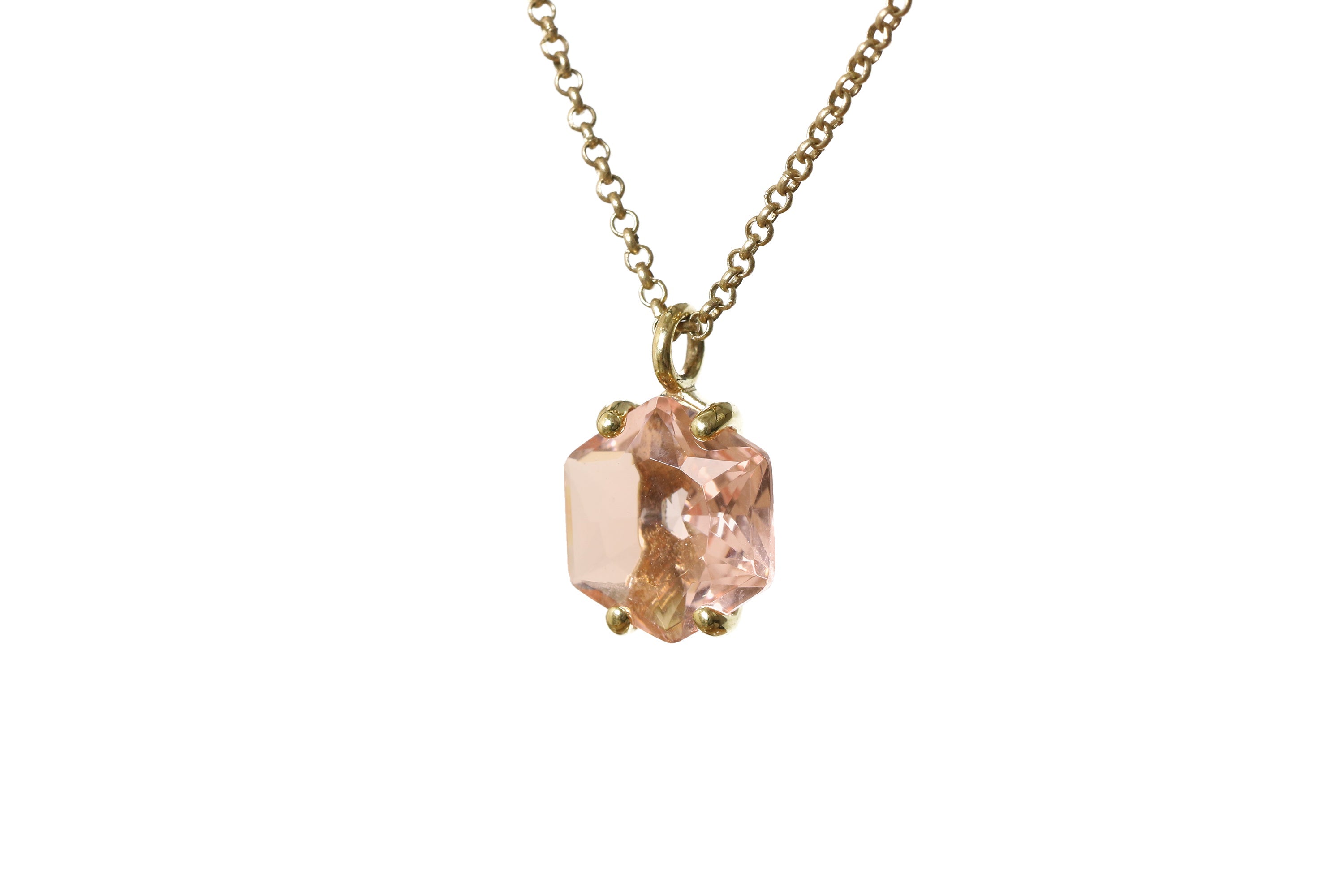 Amazing Hexagon Morganite Gold Necklace necklaces Anemone Unique