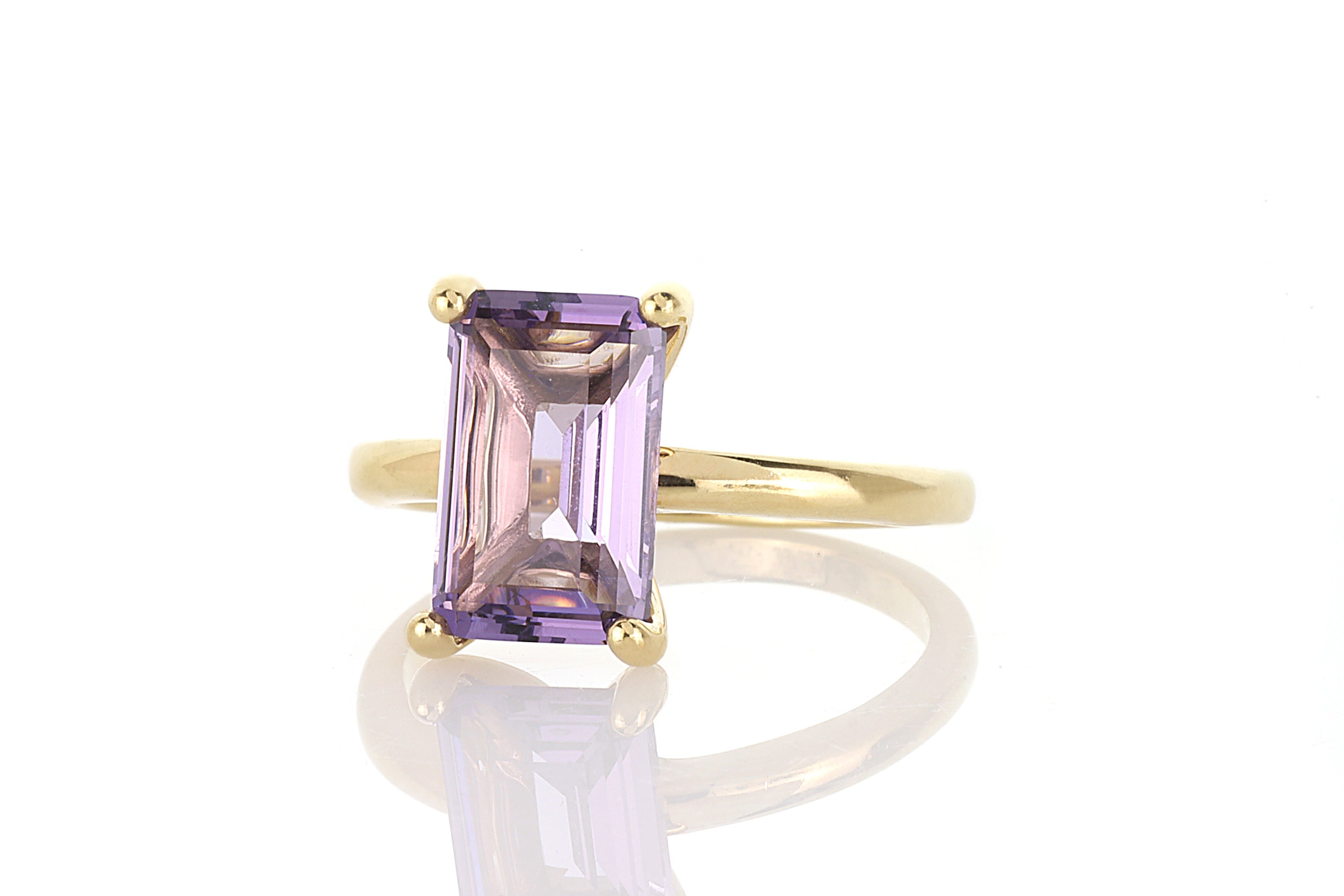 14K Gold-filled Rectangle Amethyst Ring Rings Anemone Unique