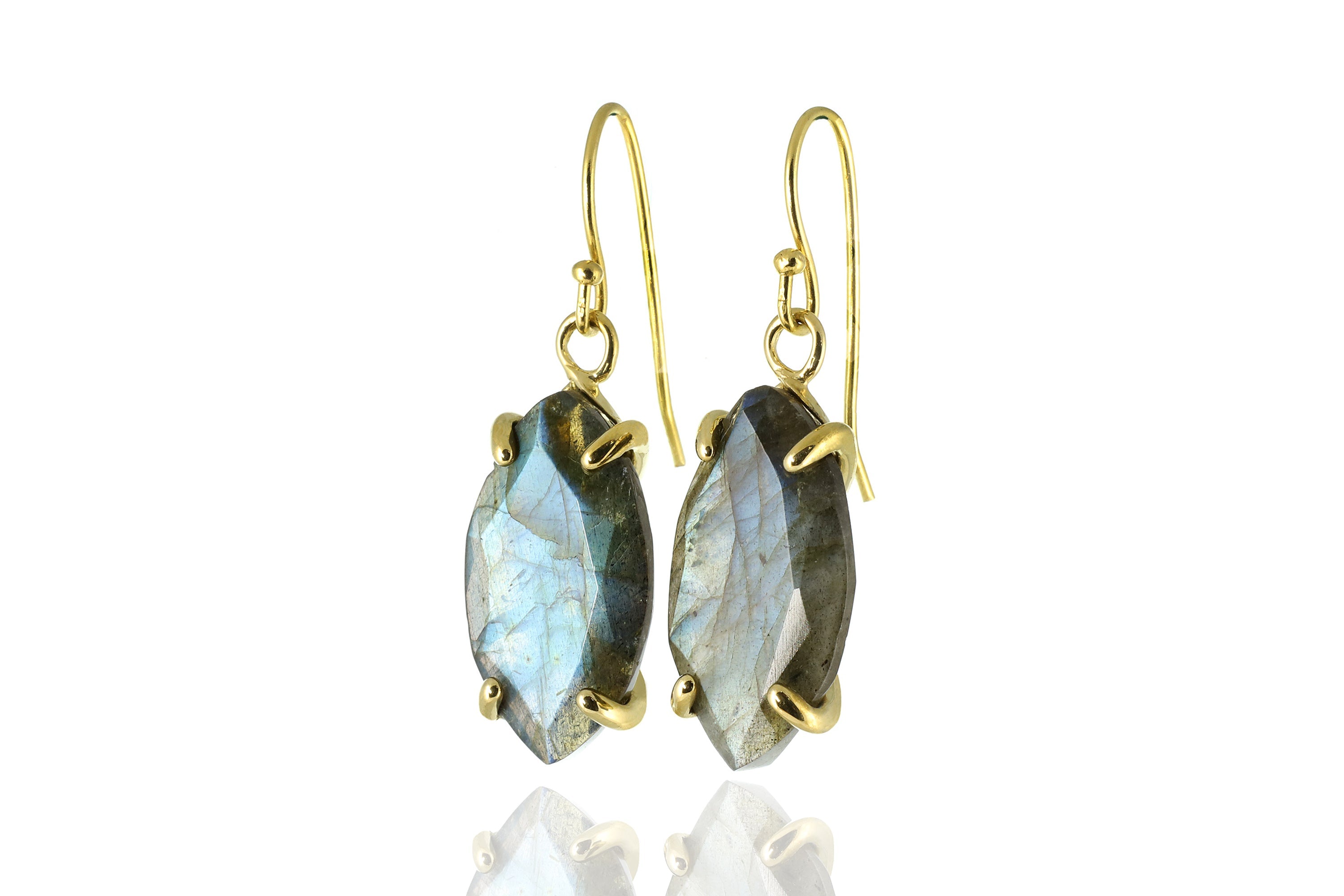 Mixed Flash Labradorite Gold Dangle Earrings Earrings Anemone Jewelry