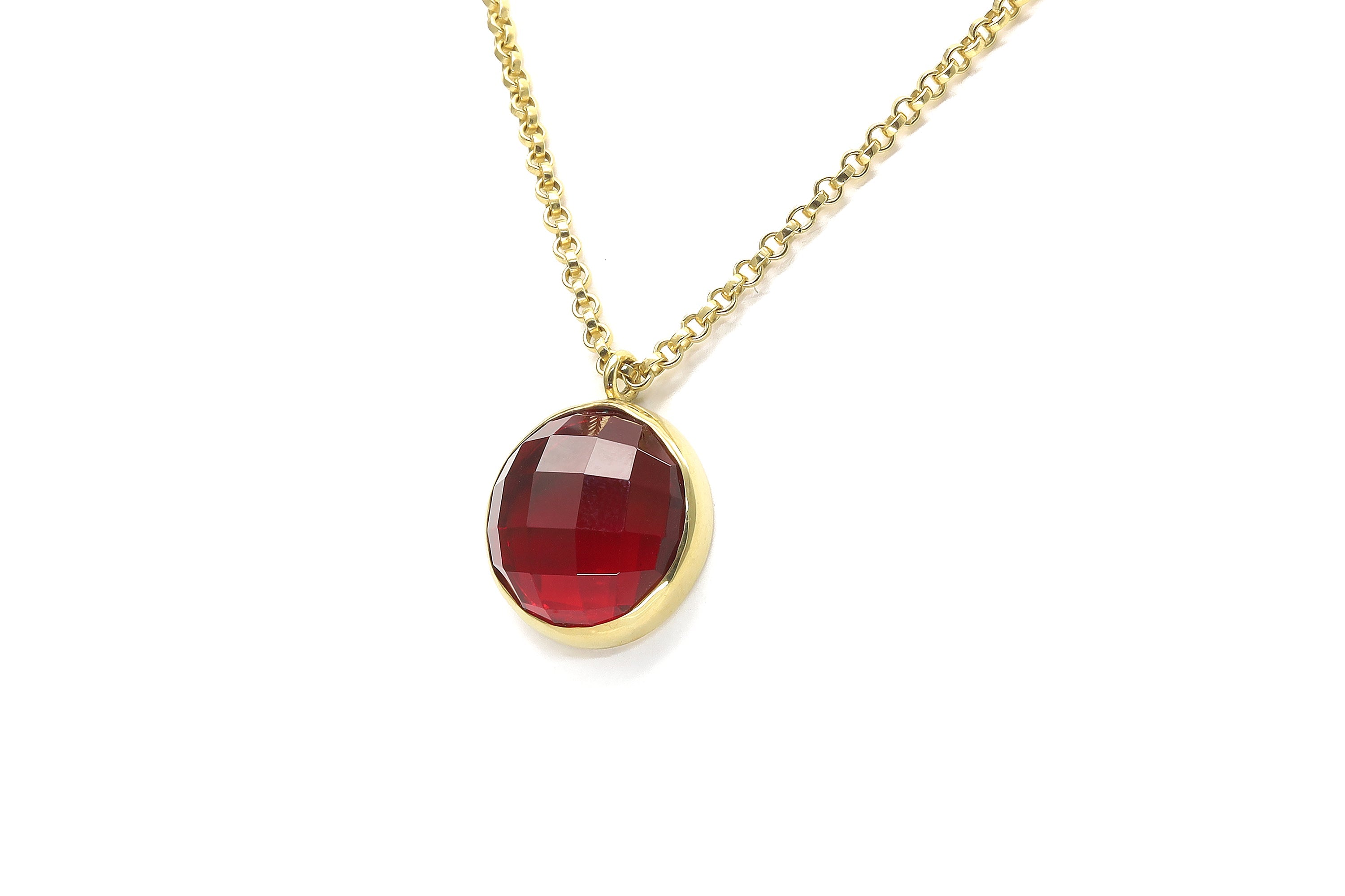 Vintage Inspired 14k Gold Ruby Bezel Set Necklace necklaces Anemone Limited