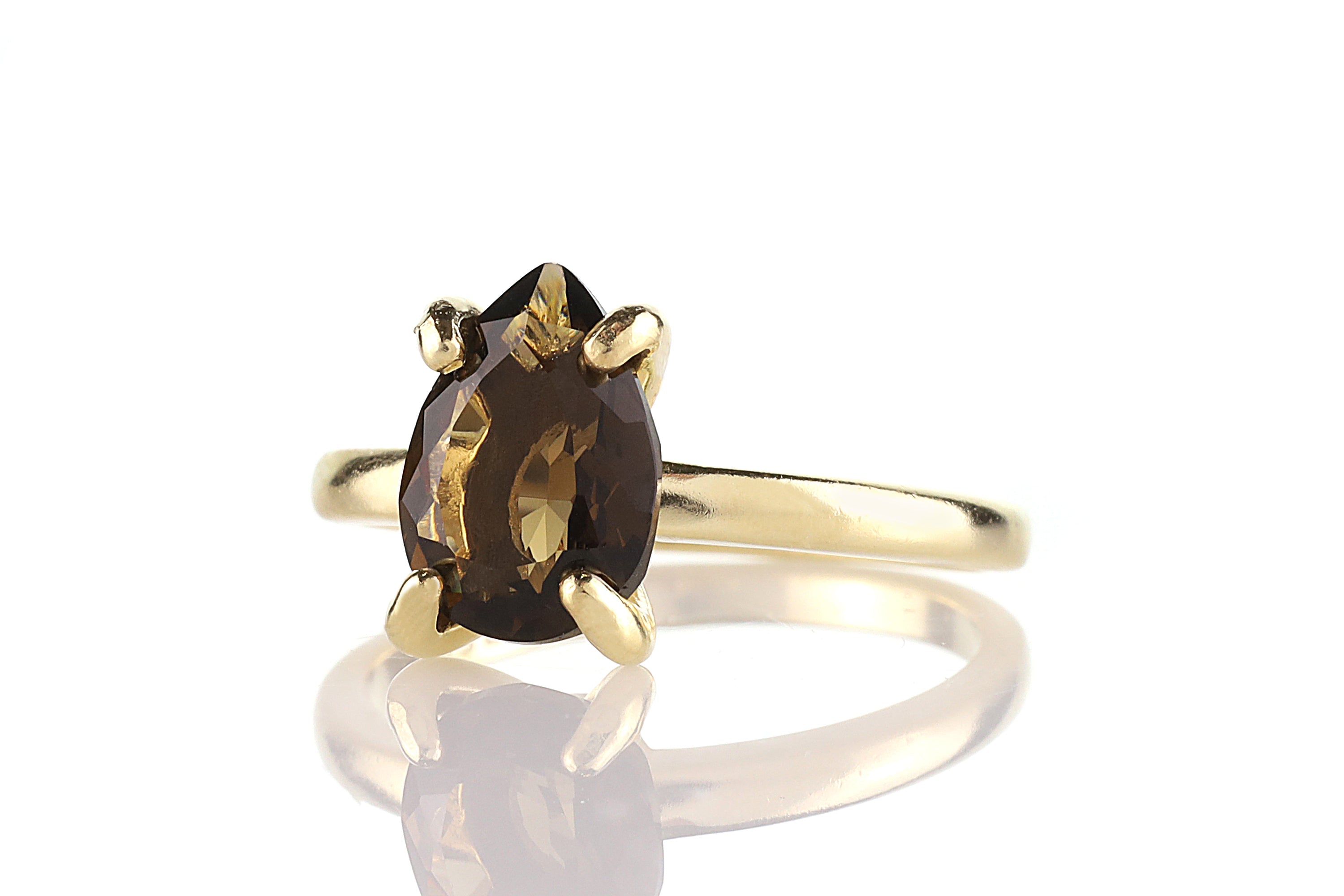 Smoky Quartz Gold Filled Solitaire Ring Rings Anemone Unique
