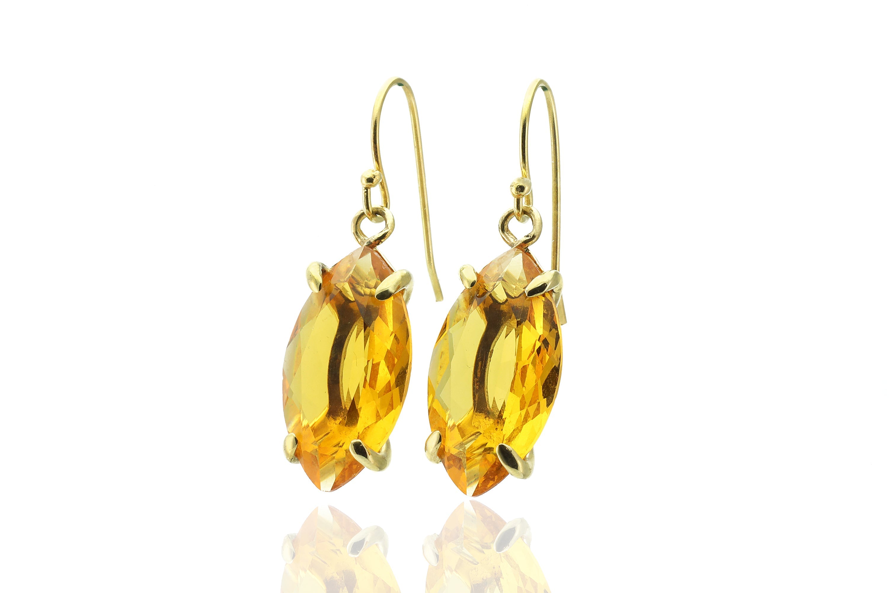 Citrine Marquise Long Dangle Gold Filled Earrings Earrings Anemone Jewelry