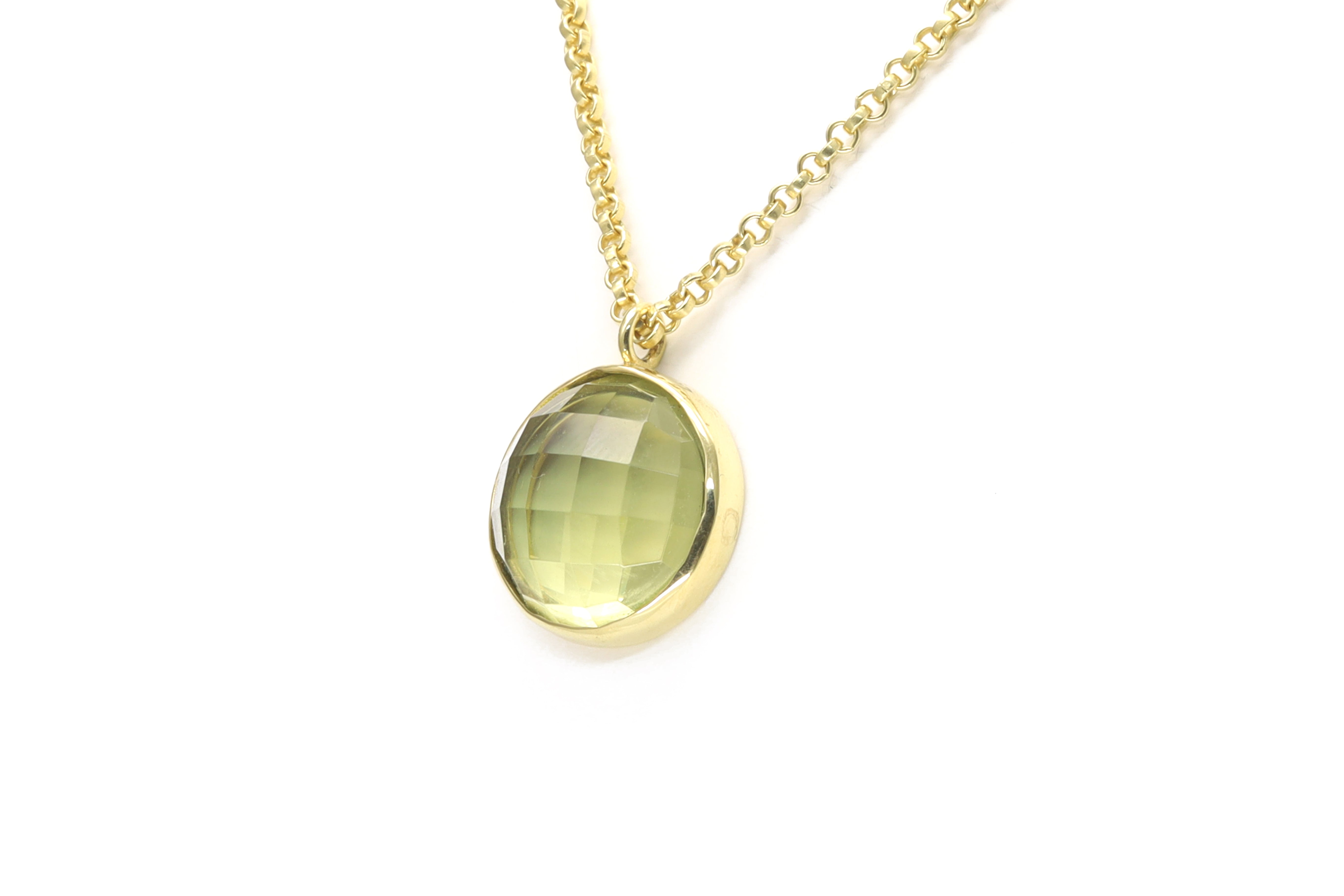 Bezel Set Lemon Quartz Pendant Necklace in Gold necklaces Anemone Limited