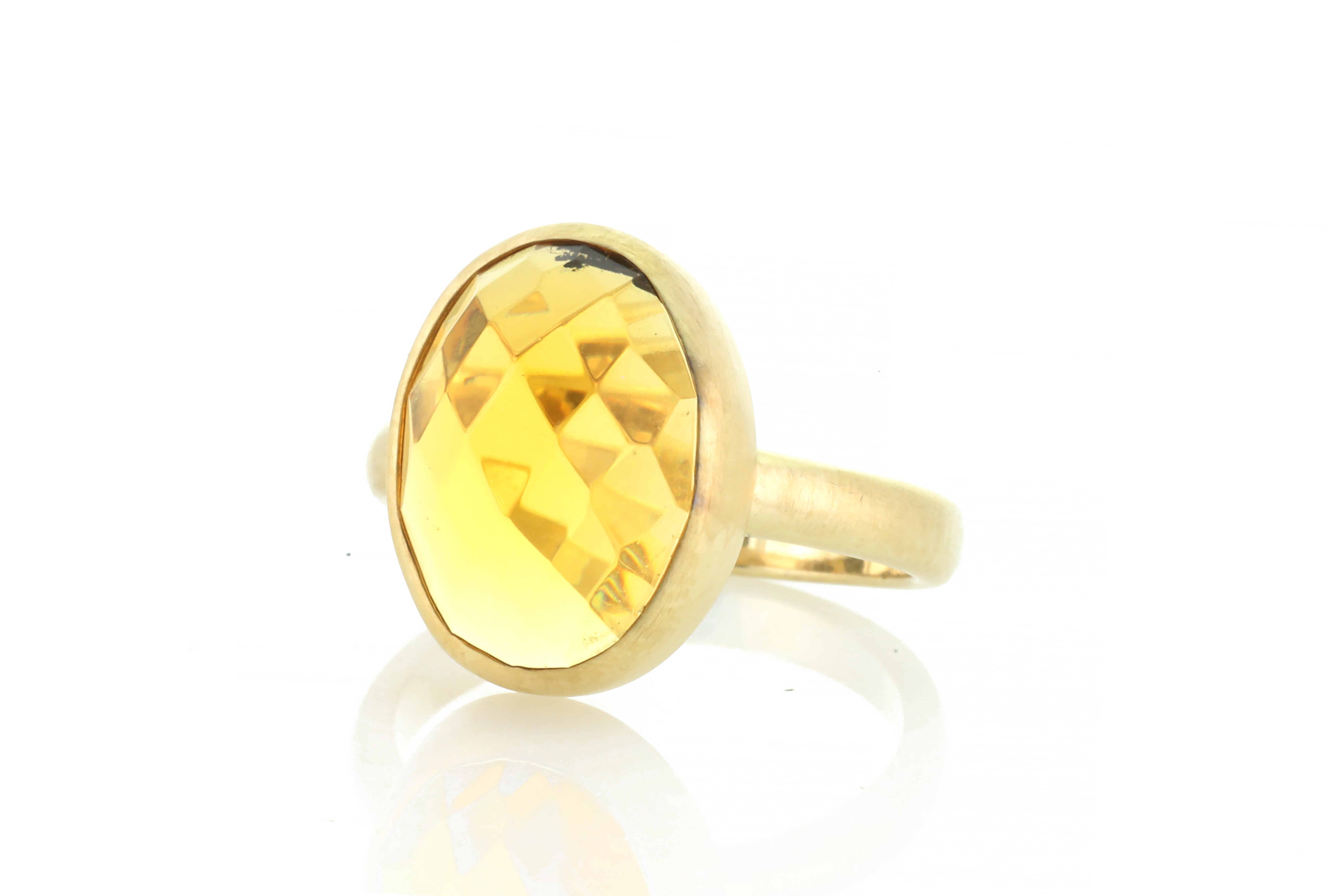 Elegant Gold Oval Citrine Bezel Ring Rings Anemone Limited