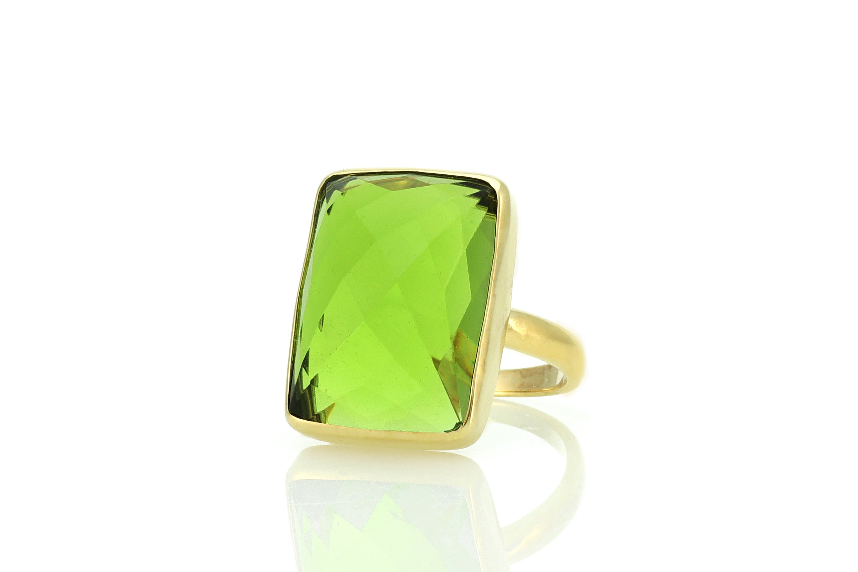 Bezel Set Rectangle Peridot Gold Filled Ring Rings Anemone Limited