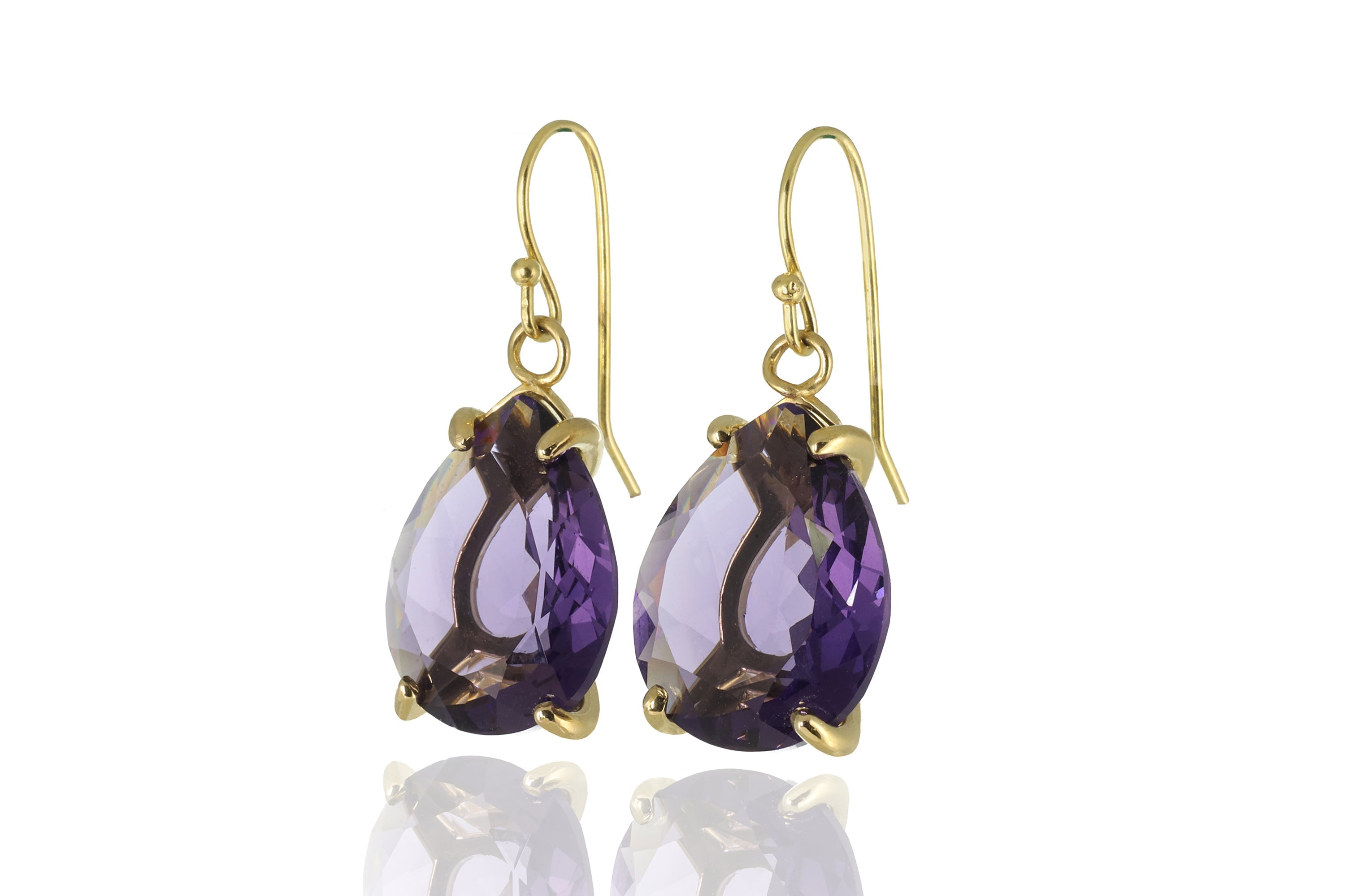 14k Gold Pear Cut Amethyst Earrings Earrings Anemone Jewelry