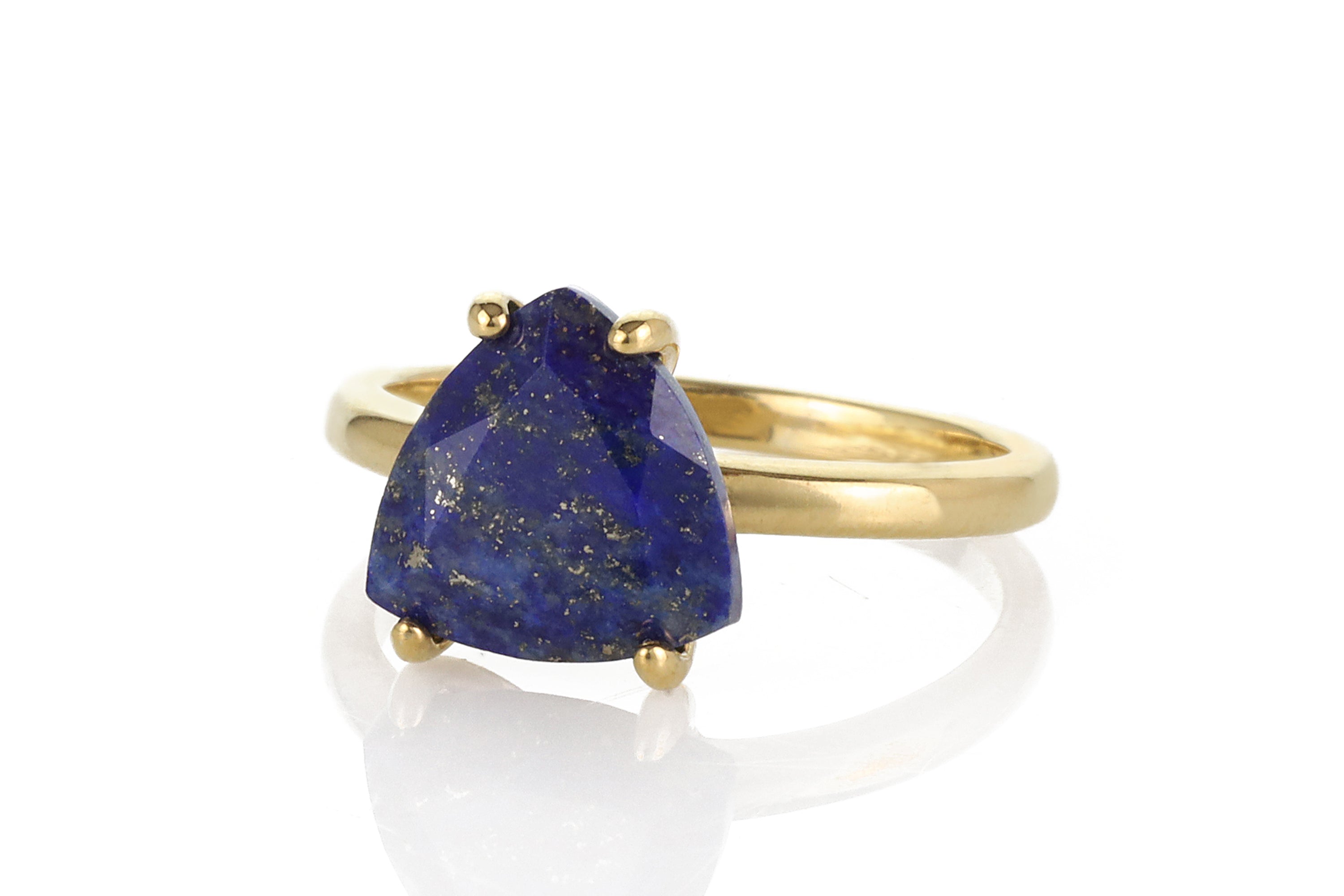 Trillion Cut 18K Gold Lapis Lazuli Ring Rings Anemone Unique