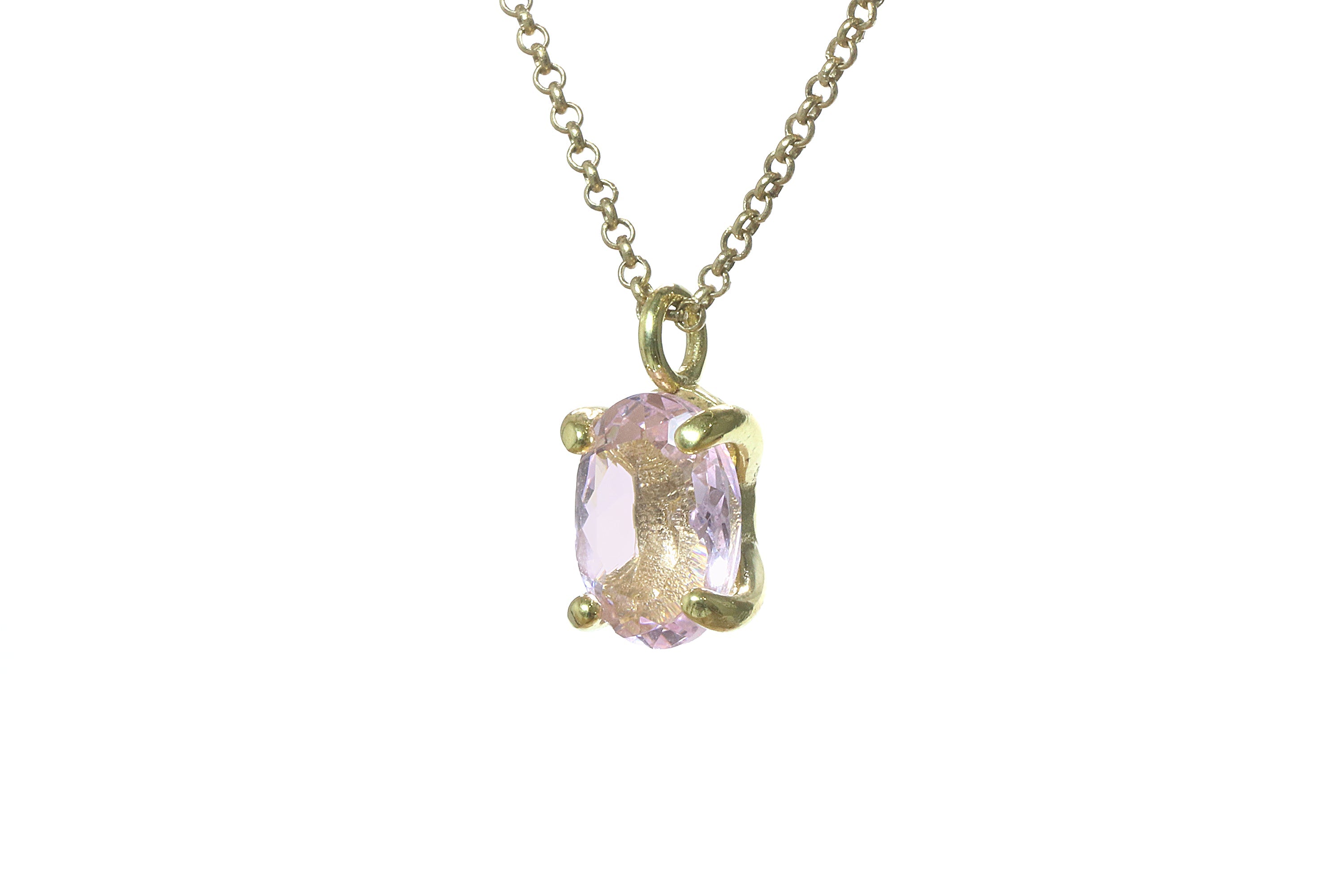 Pretty Rose Quartz Gold Crystal Necklace necklaces Anemone Unique