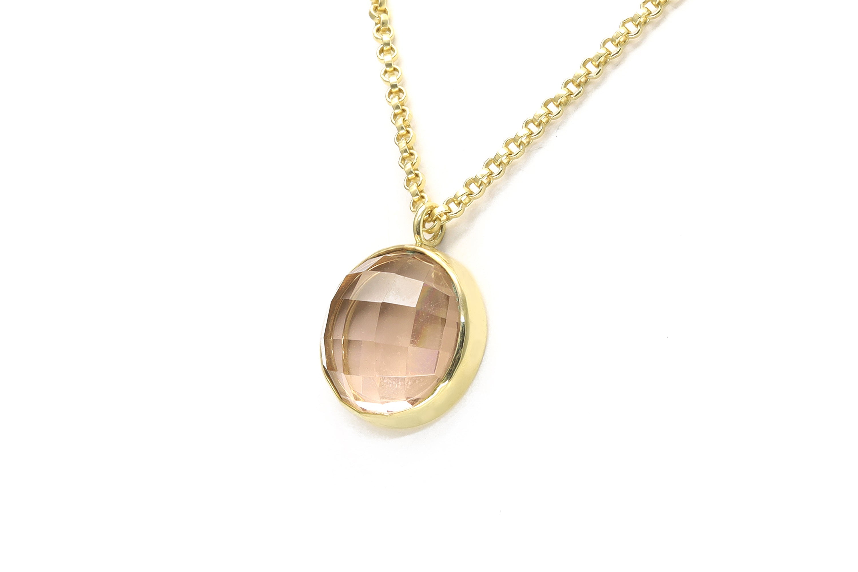 Morganite Bezel Pendant Necklace in 14k Gold Filled necklaces Anemone Limited