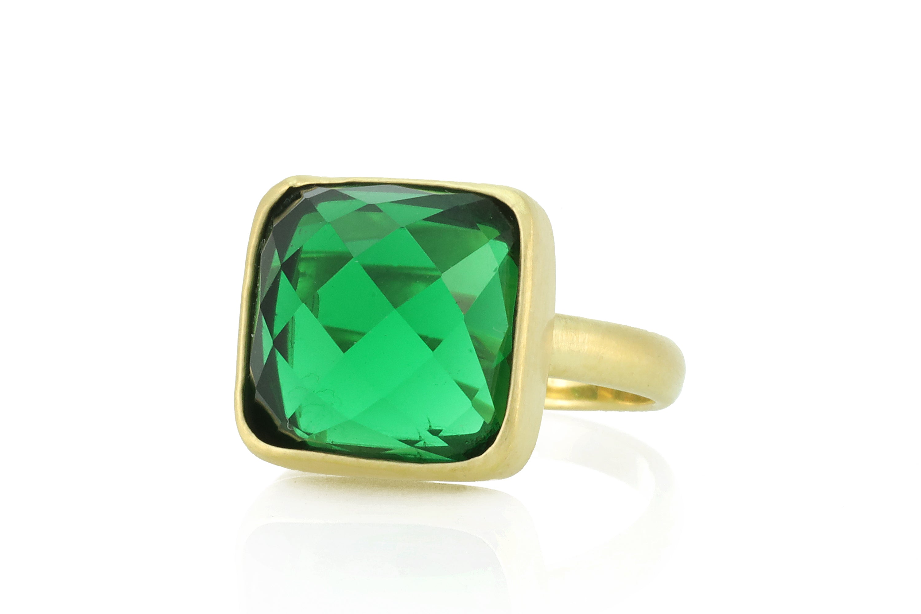 Square Bezel Emerald Gold Ring Rings Anemone Limited