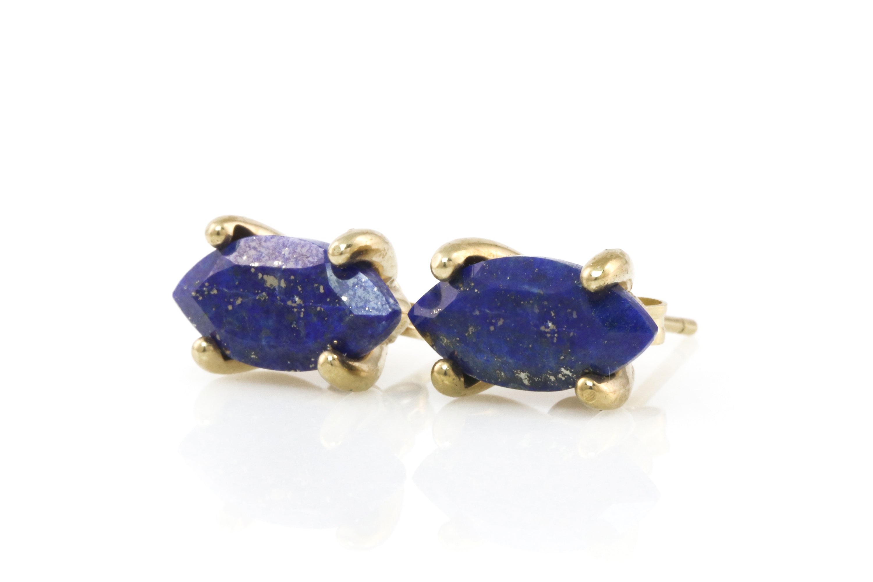 Gold Marquise Lapis Lazuli Earrings Earrings Anemone Unique