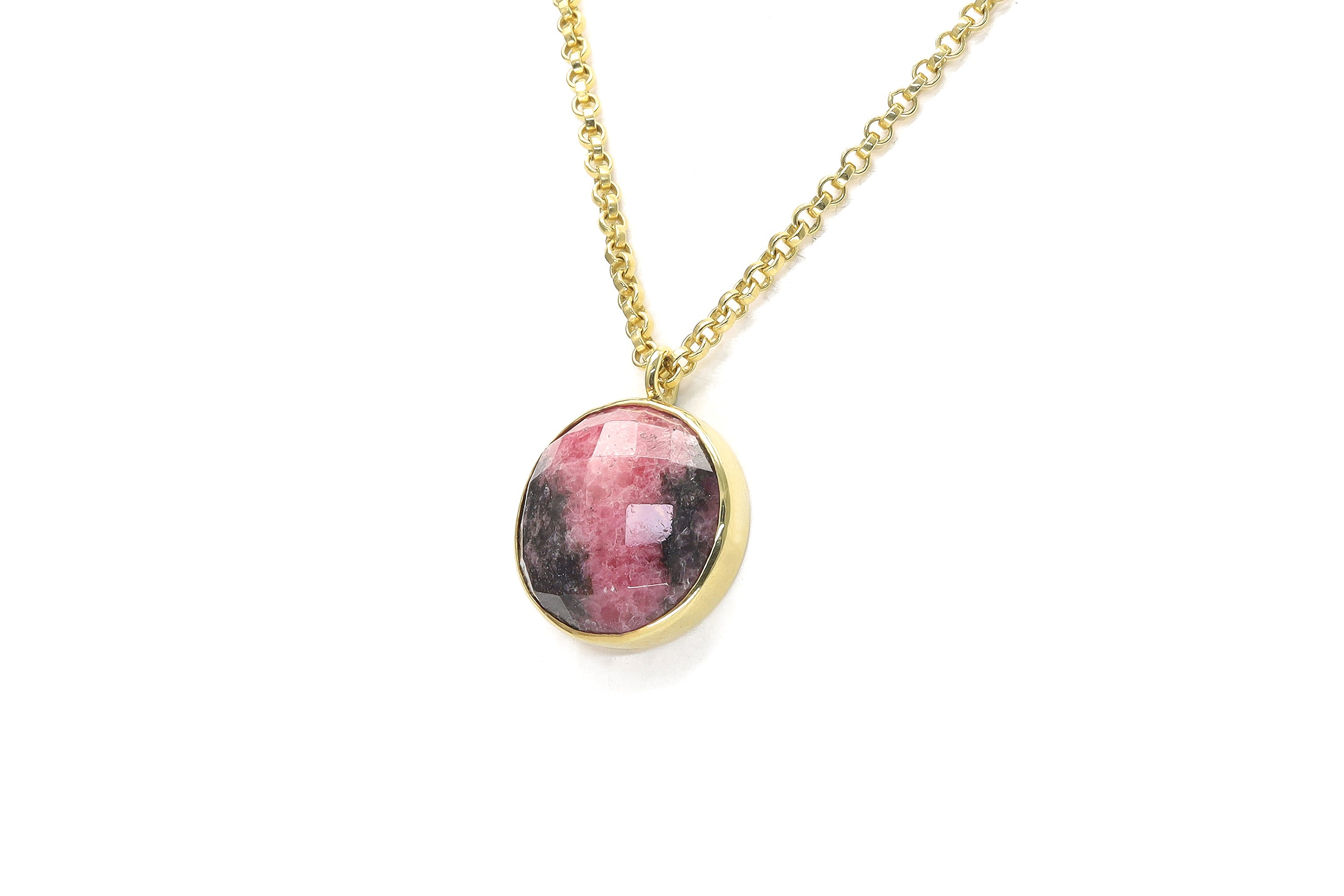 Bezel Set 14k Gold Filled Rhodonite Necklace necklaces Anemone Limited