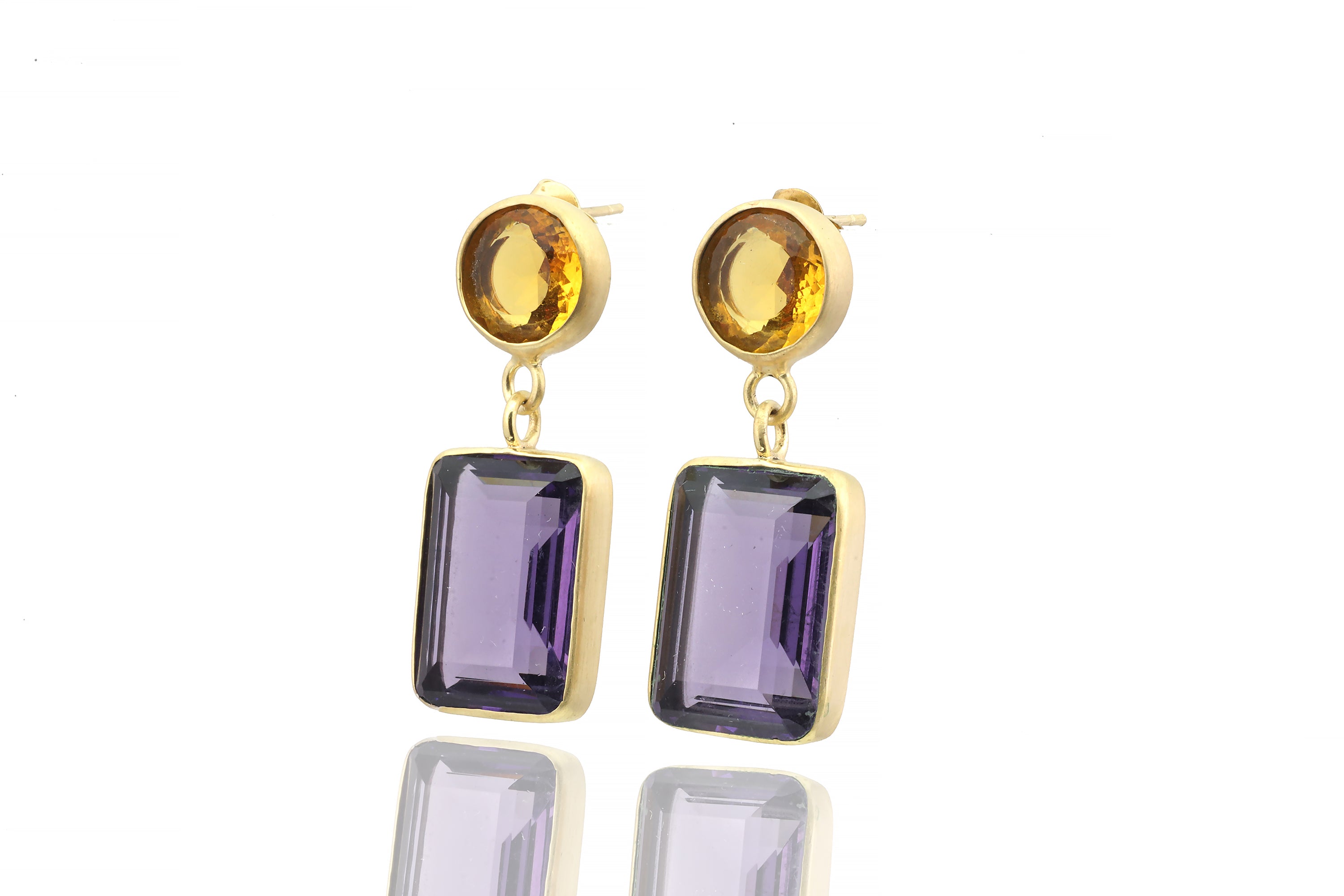Citrine & Amethyst Multi-Stone 18k Gold Earrings Earrings Anemone Limited
