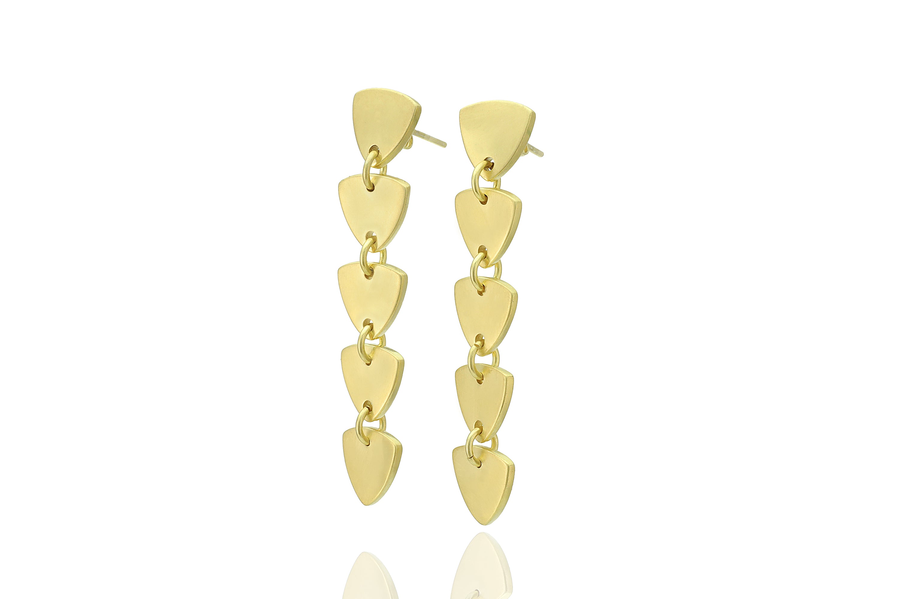 Geometrical Gold Dangle Earrings with 5 Triangle Coins Earrings Anemone Jewelry