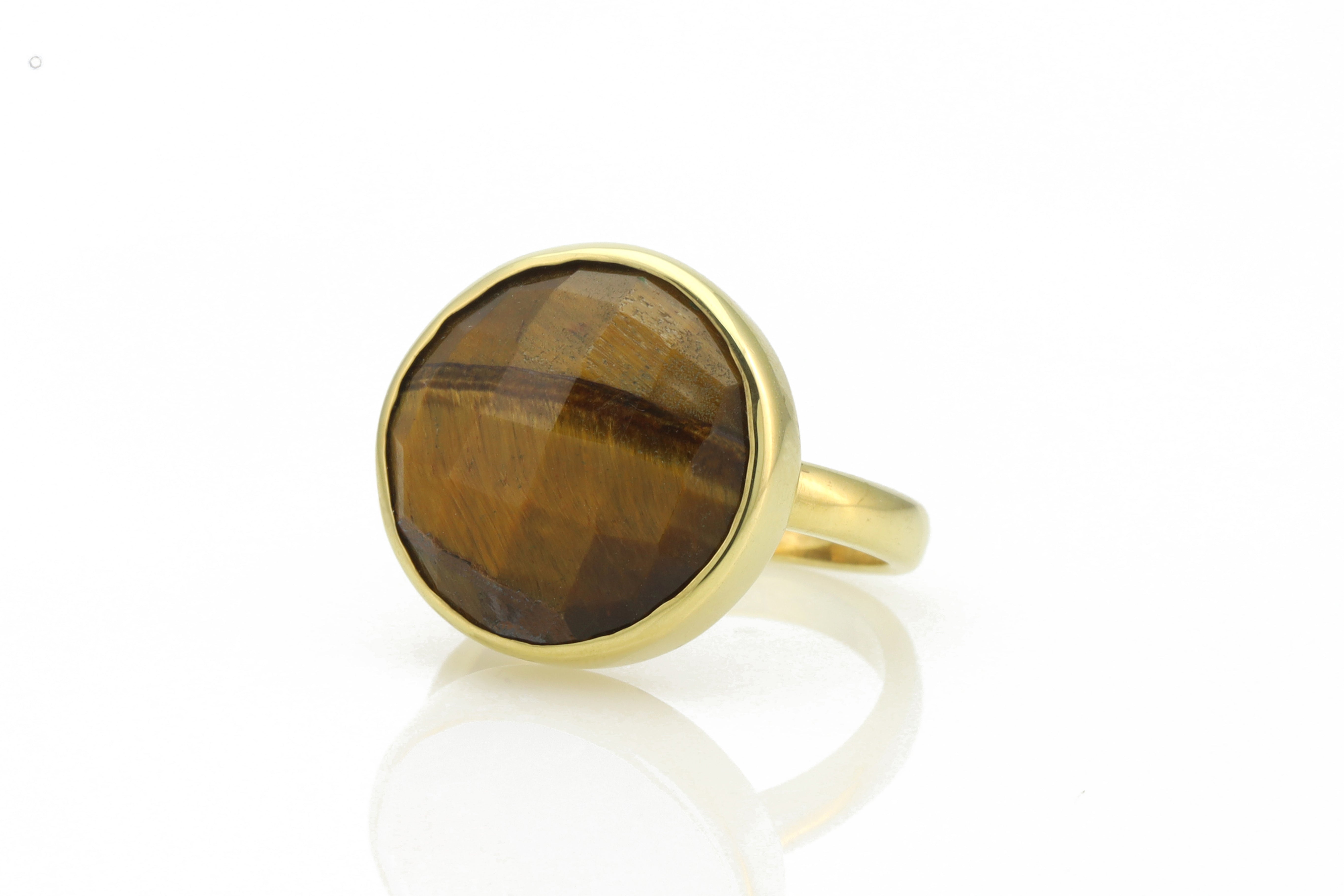 Tiger Eye Gold Statement Ring in 14k Gold Rings Anemone Limited