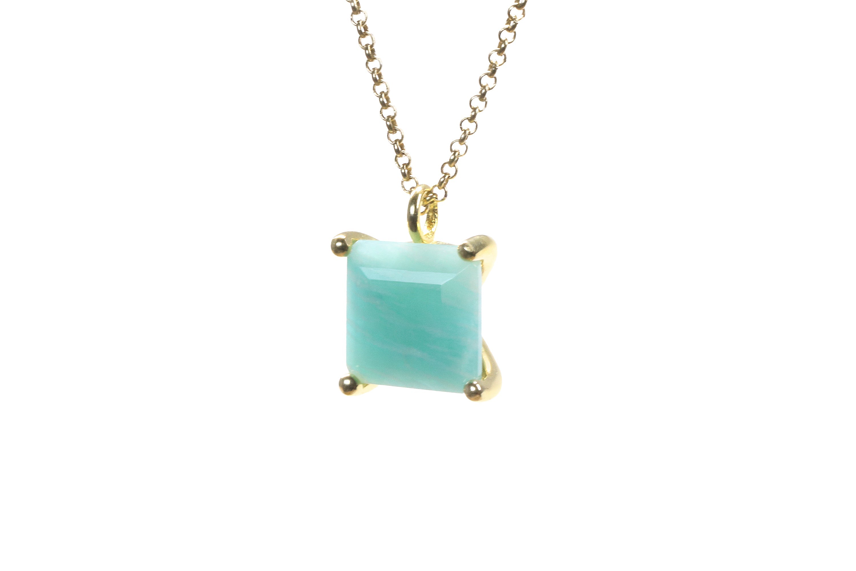 Square Amazonite Necklace in Gold necklaces Anemone Unique