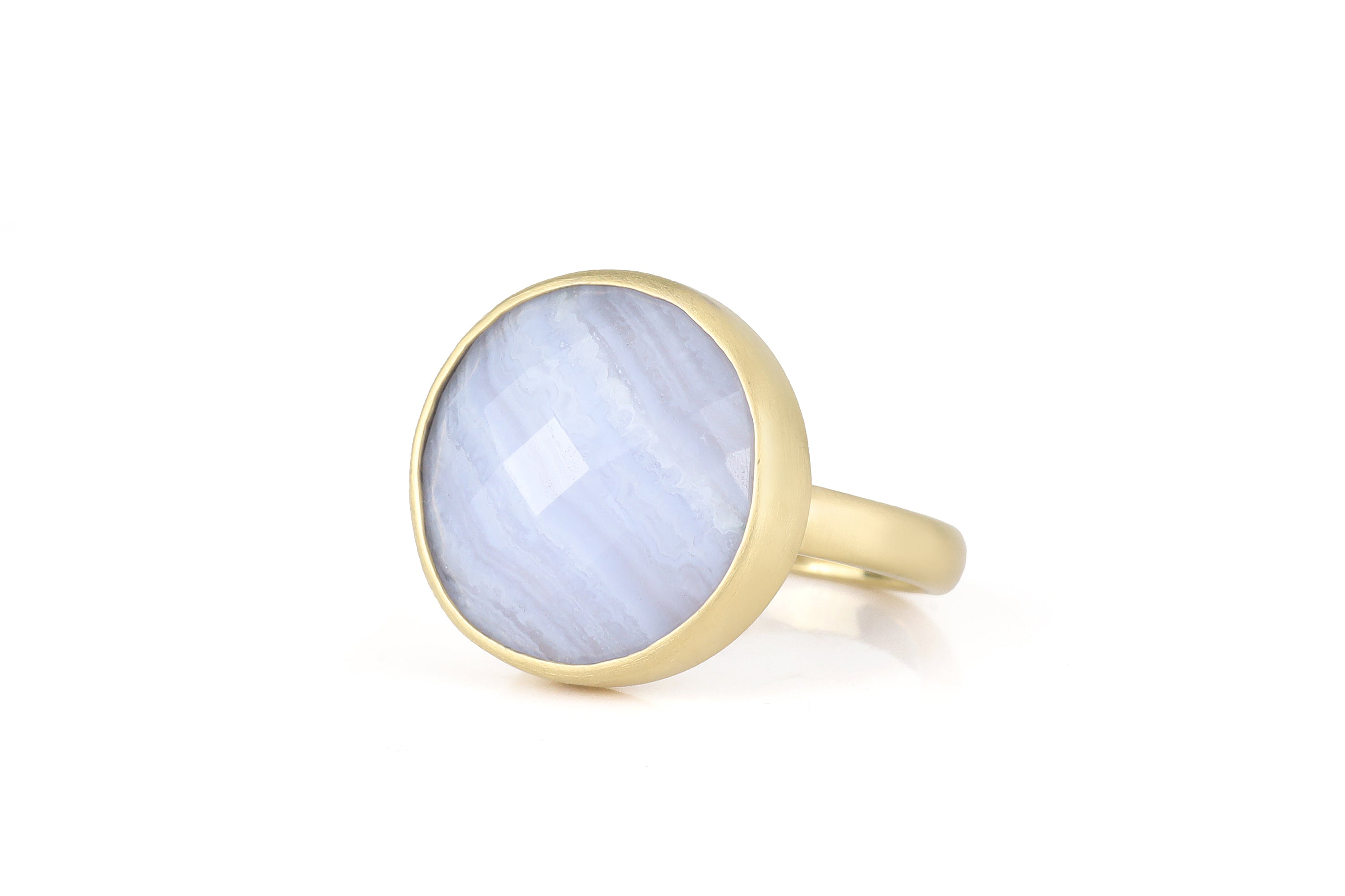 Round Blue Lace Agate Gold Ring Rings Anemone Limited