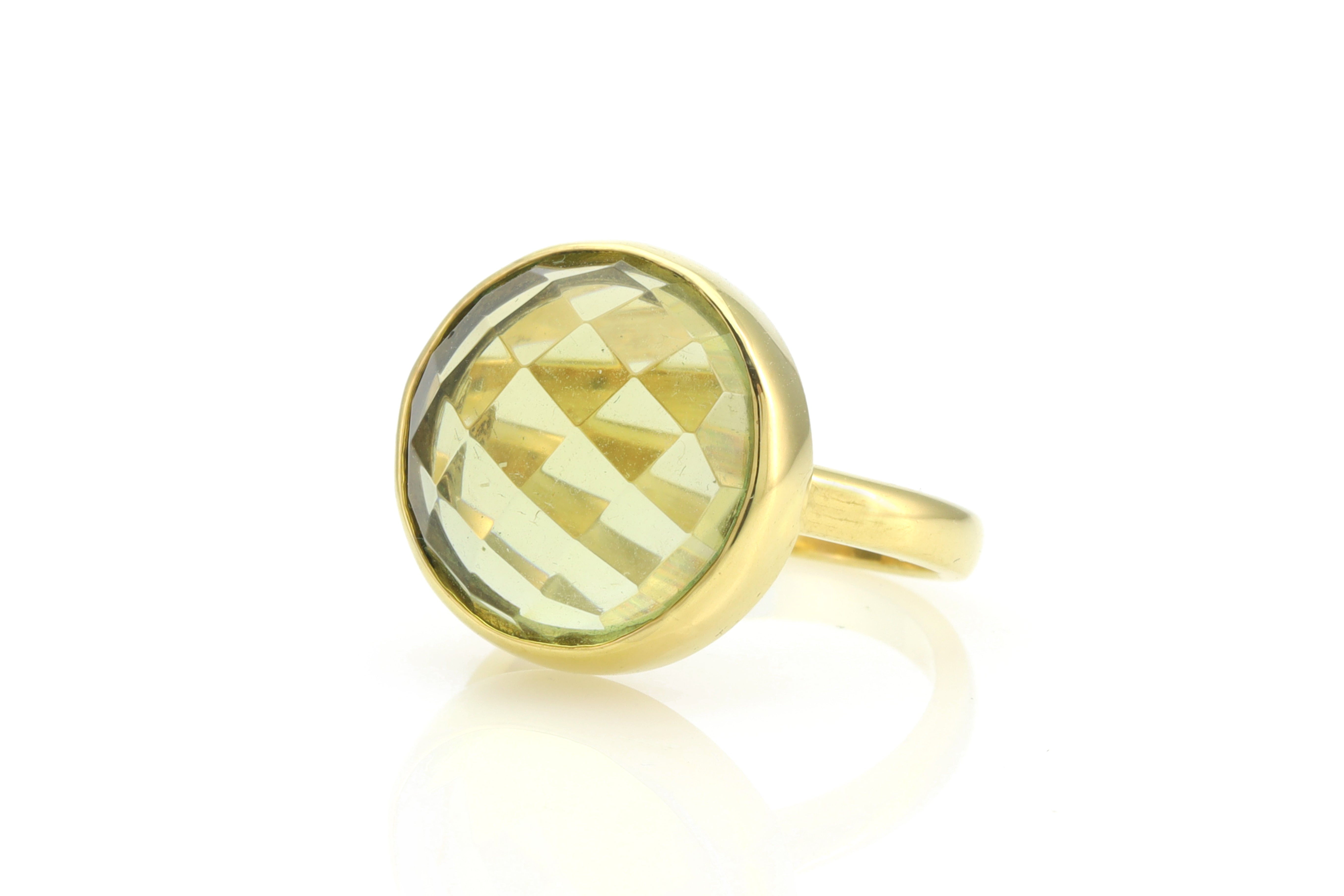 Bezel Set Lemon Quartz Faceted Ring in Gold Rings Anemone Limited