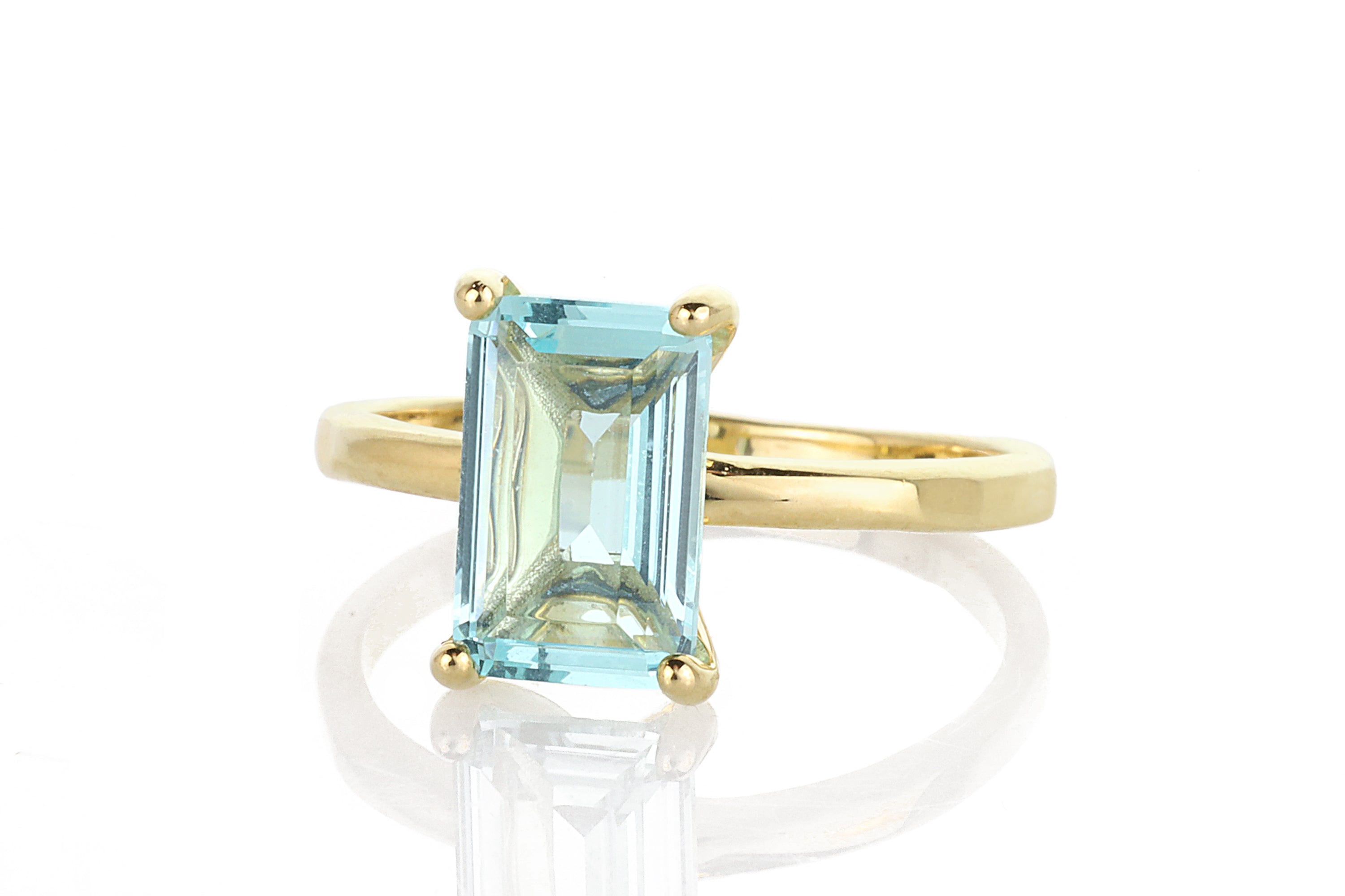 Blue Topaz Rectangle Gemstone Gold Ring Rings Anemone Unique