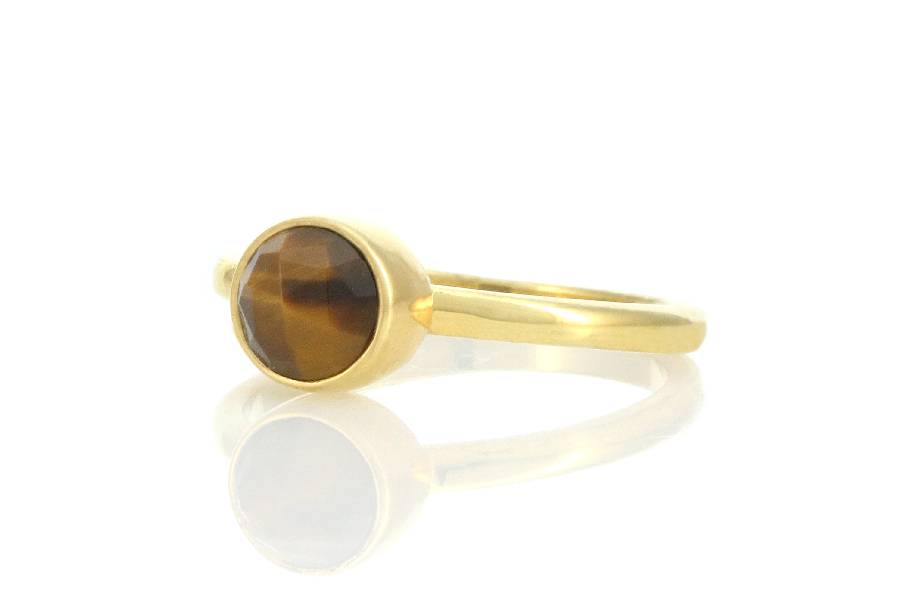 Gold Tiger Eye Bezel Set Statement Ring Rings Anemone Limited