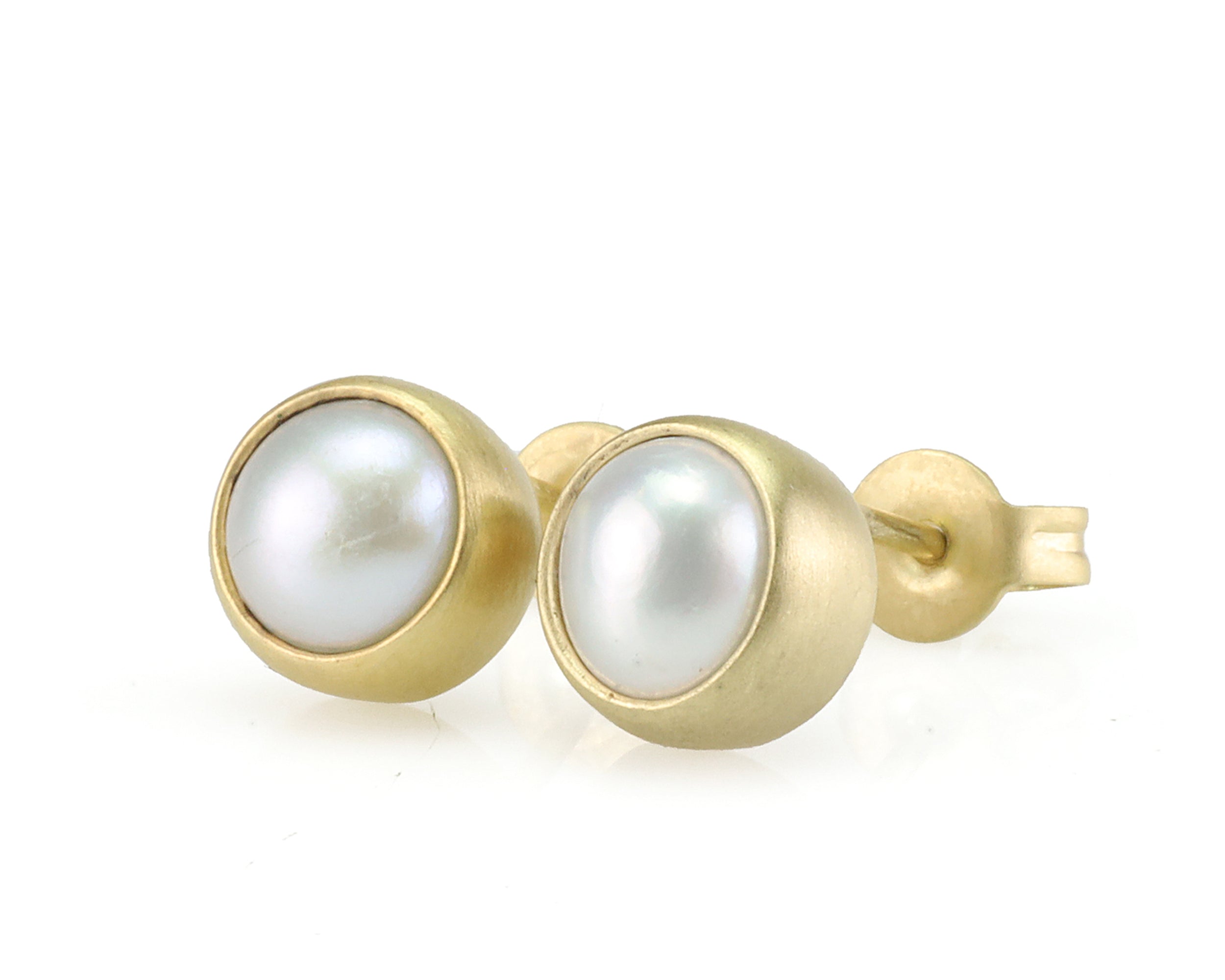 Gold White Pearl 6mm Stud Gold Earrings Earrings Anemone Limited