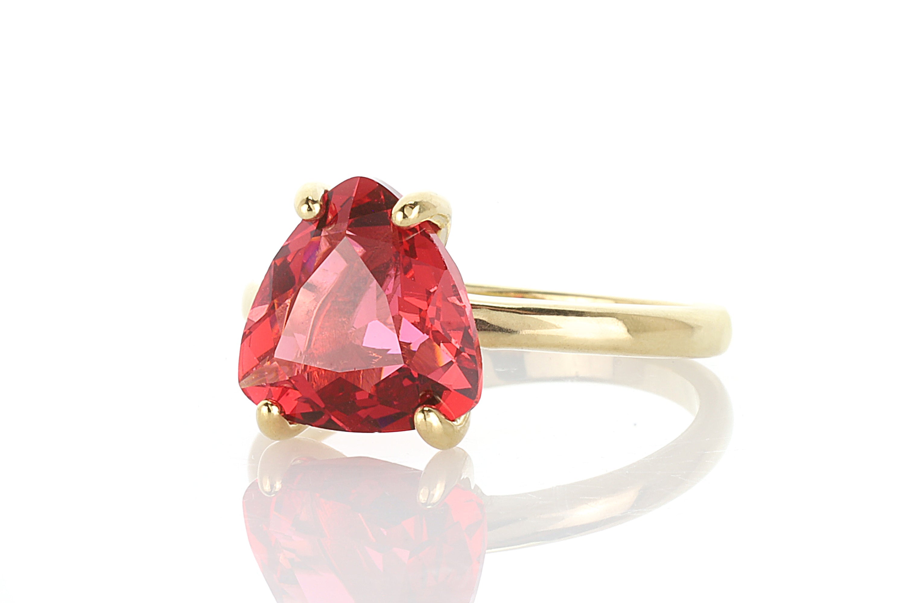 Trillion Cut Pink Tourmaline Gold Ring Rings Anemone Unique