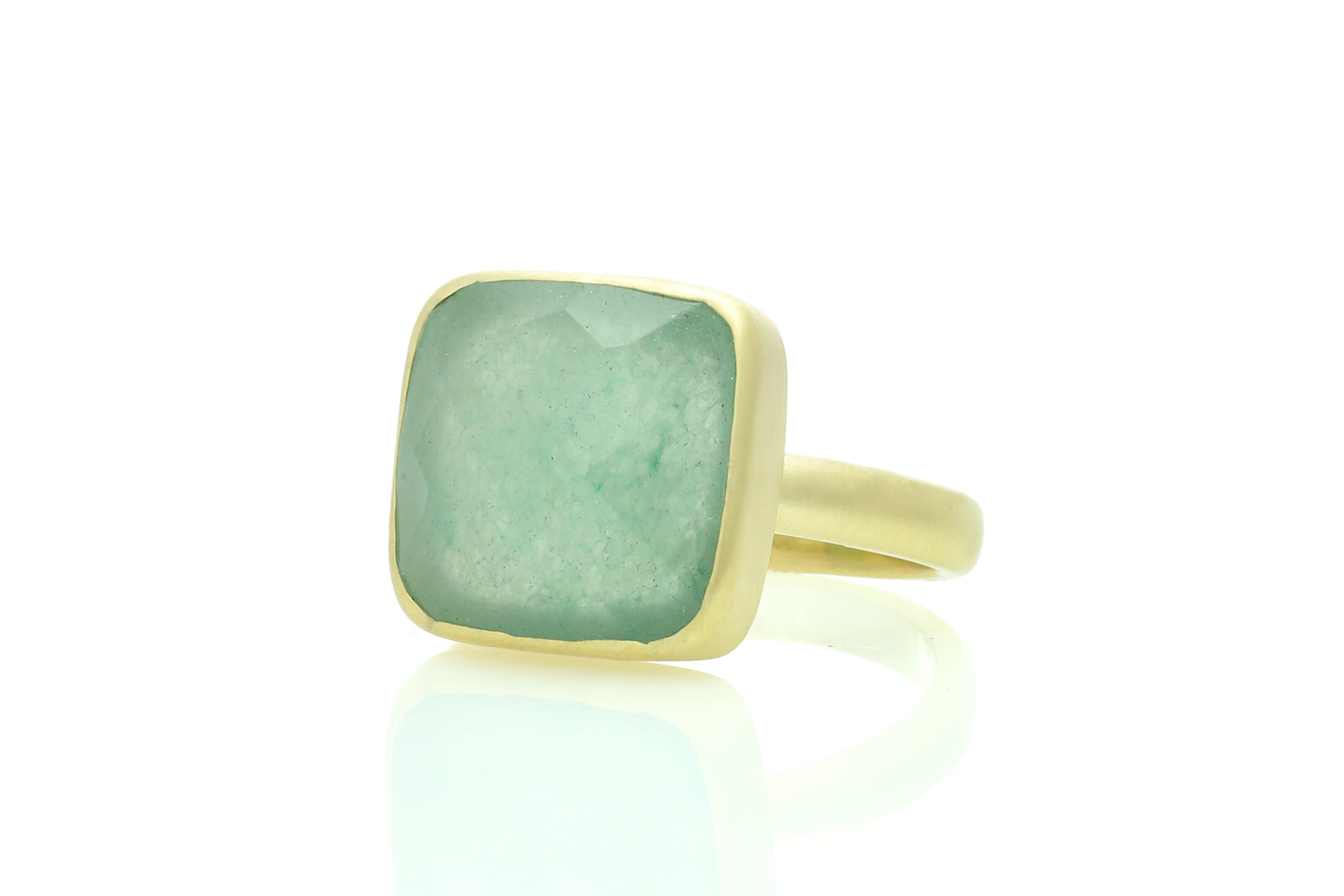 Green Aventurine Square Cut Gold Ring Rings Anemone Limited