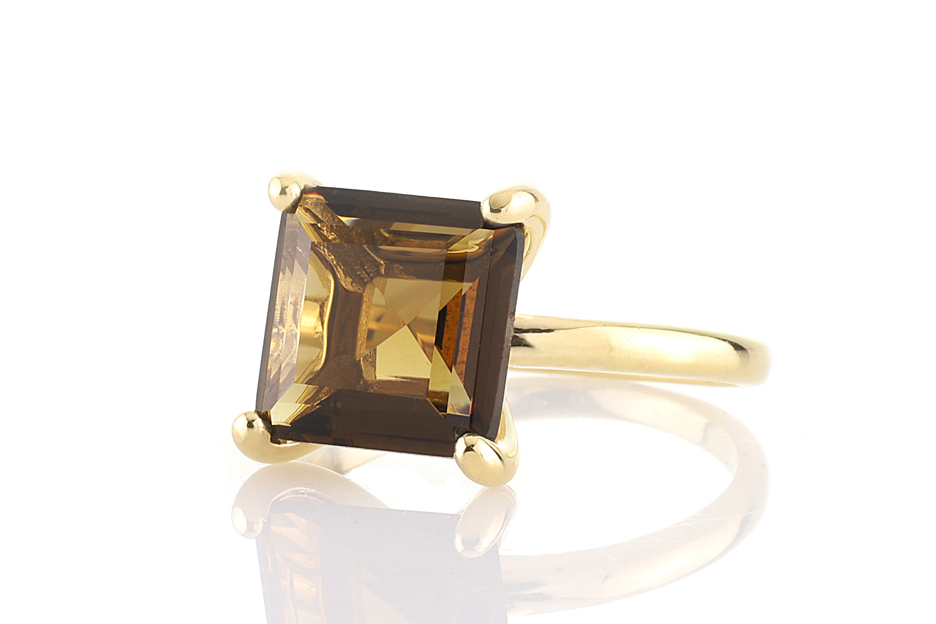 Square Cut Smoky Quartz Ring in Rose Gold Rings Anemone Unique