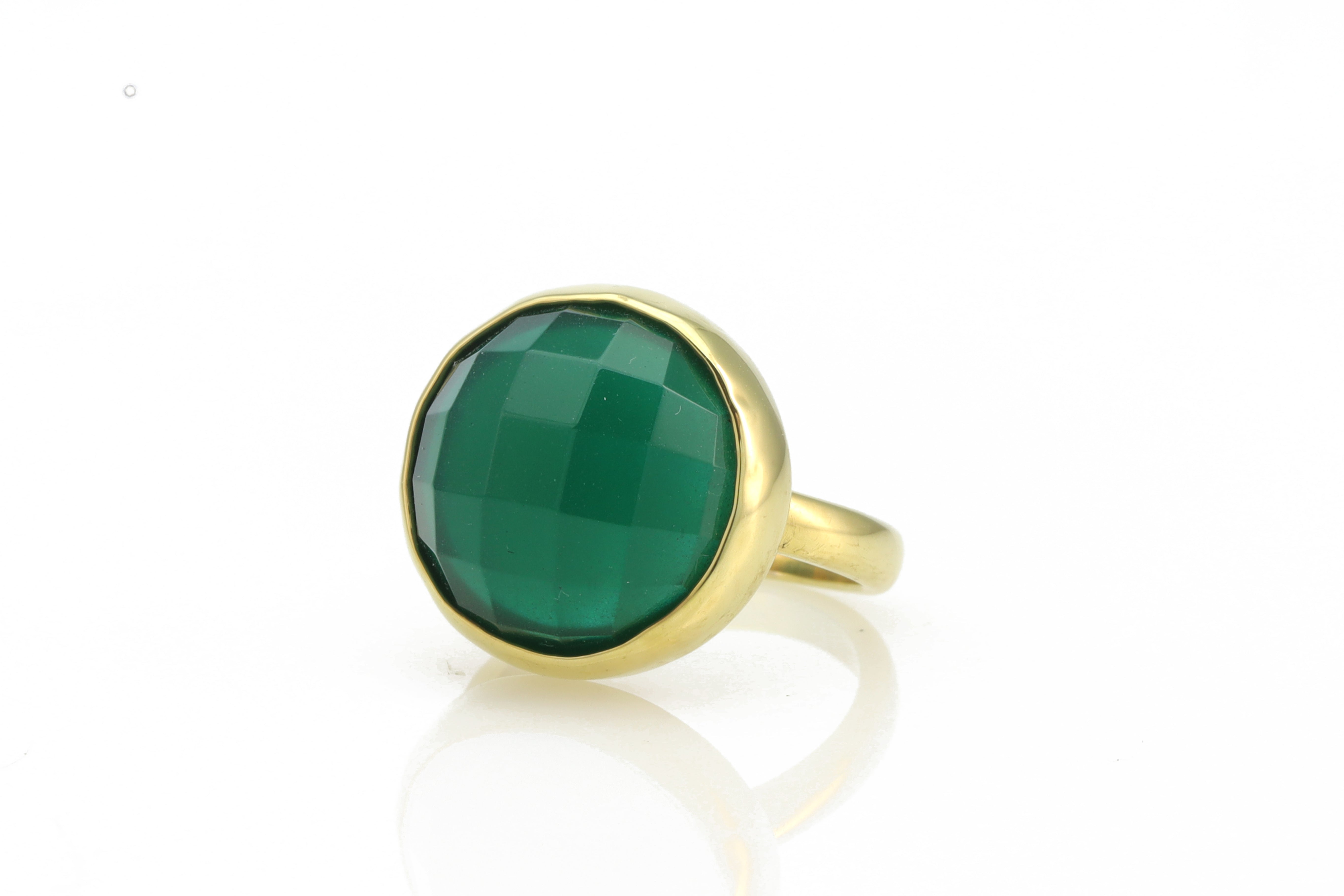 Semiprecious Green Onyx 14k Gold Bezel Set Ring Rings Anemone Limited