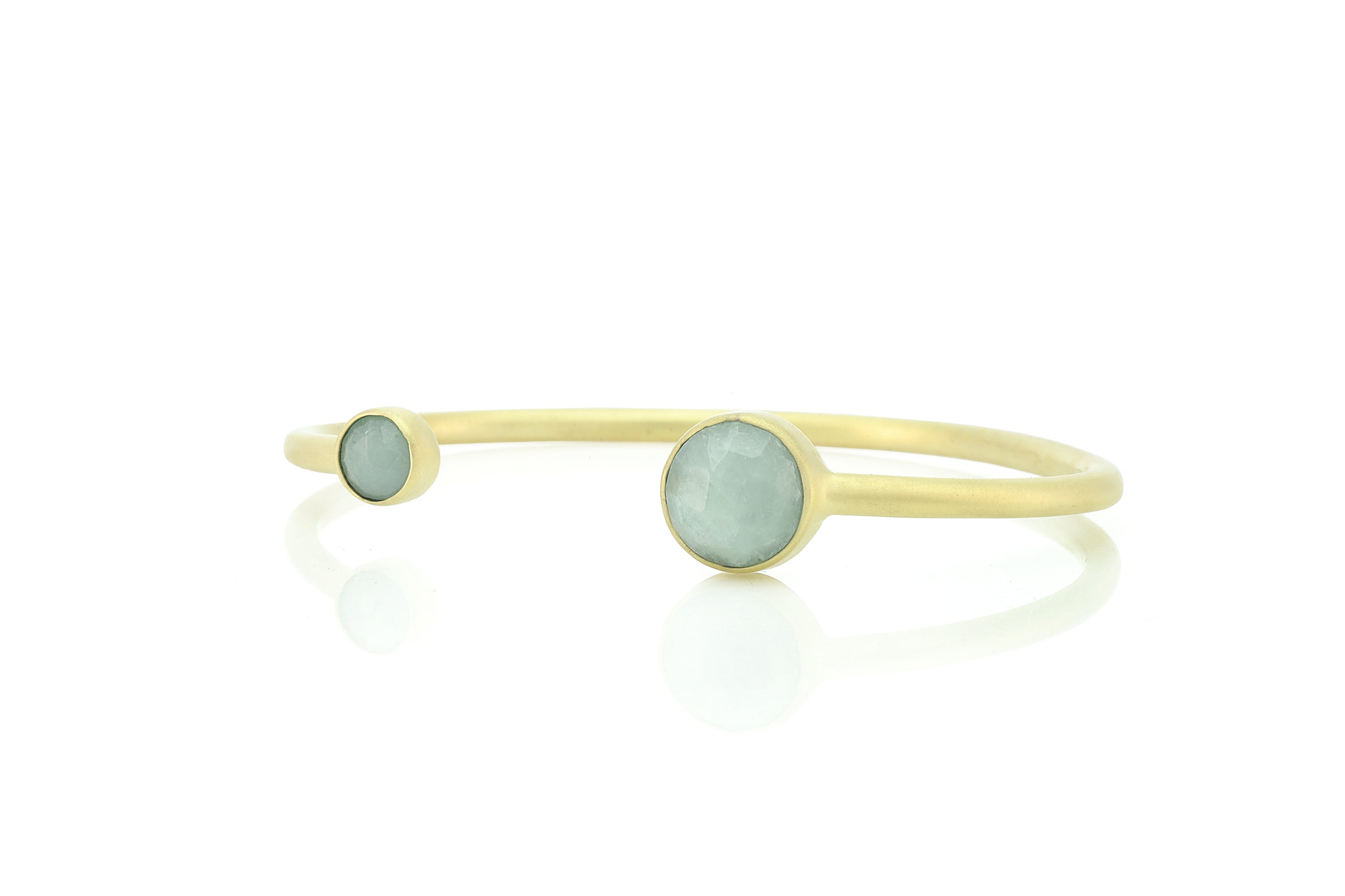 Aquamarine Multi Stone Bezel Set Gold Open Cuff Bracelet Bracelets Anemone Limited