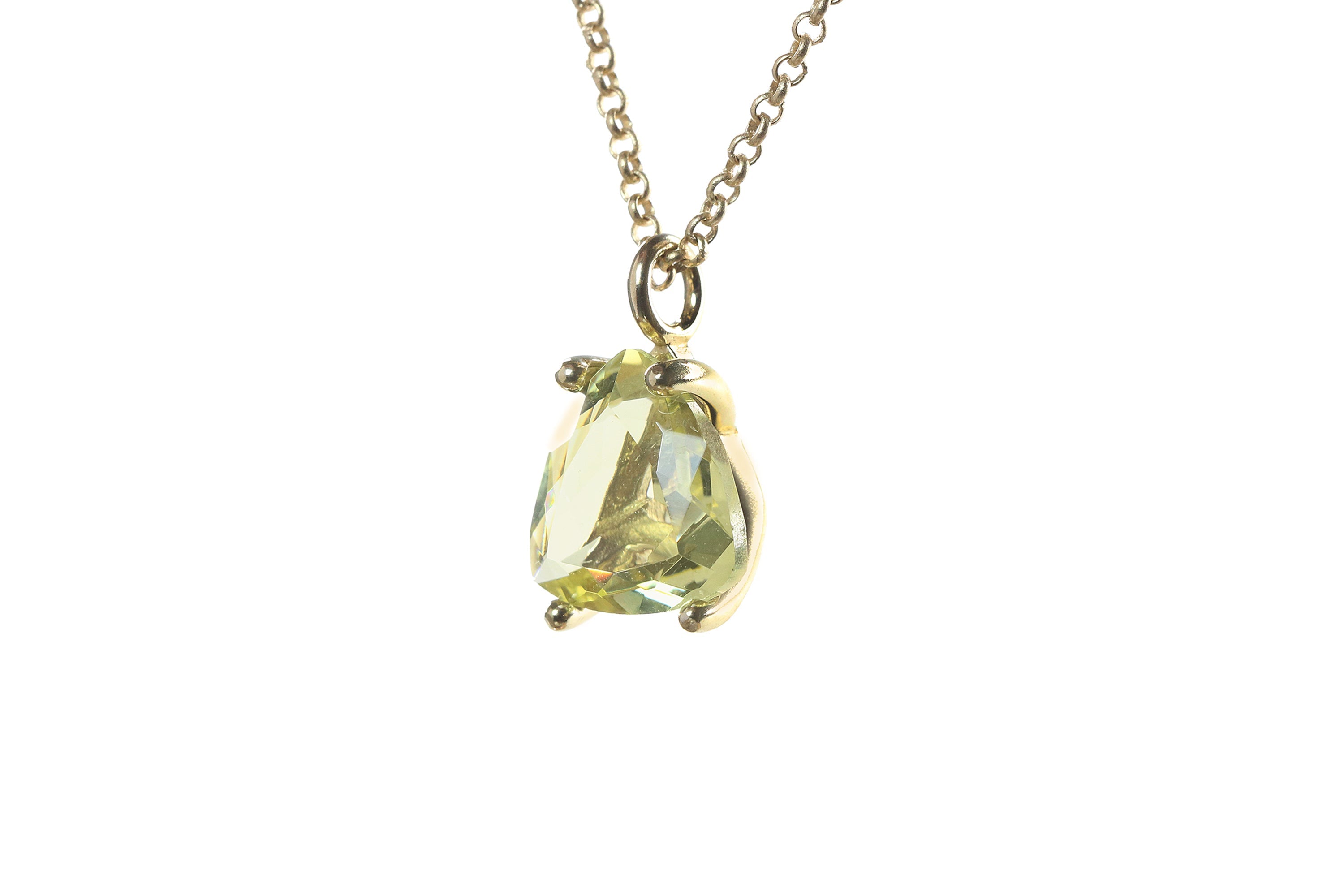 Brilliant Lemon Quartz Crystal Necklace in Gold necklaces Anemone Unique