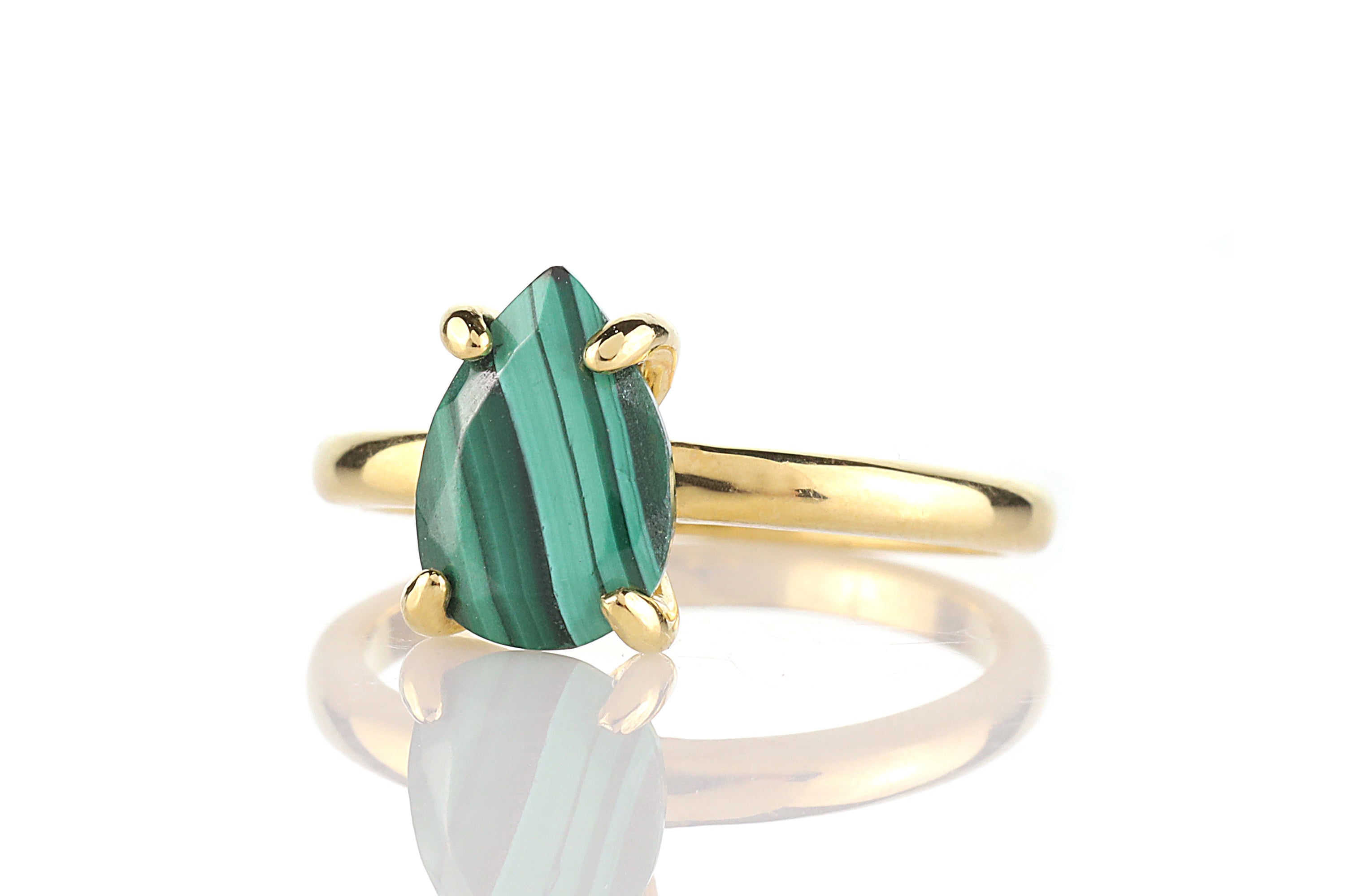 Fab Malachite Ring in Custom Gold Band Rings Anemone Unique