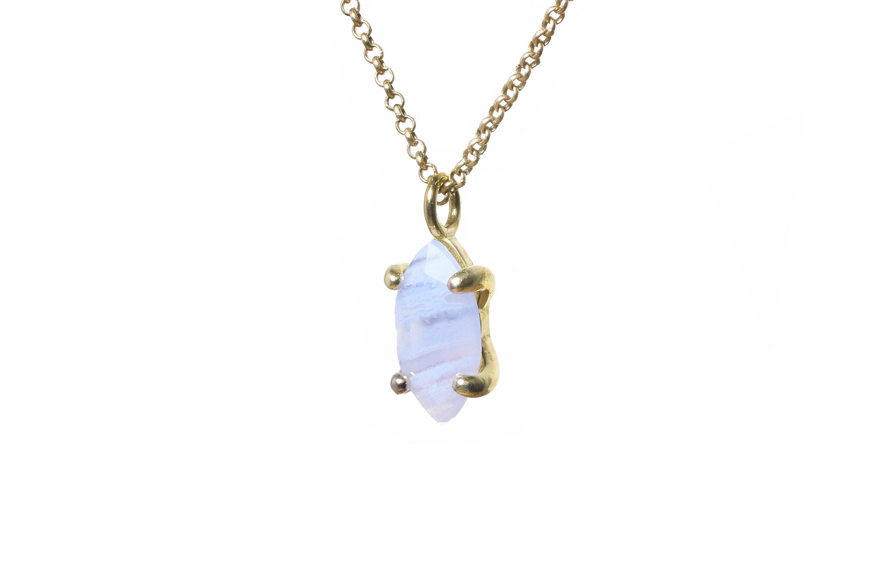 Elegant Lace Agate Stone Gold Necklace necklaces Anemone Unique