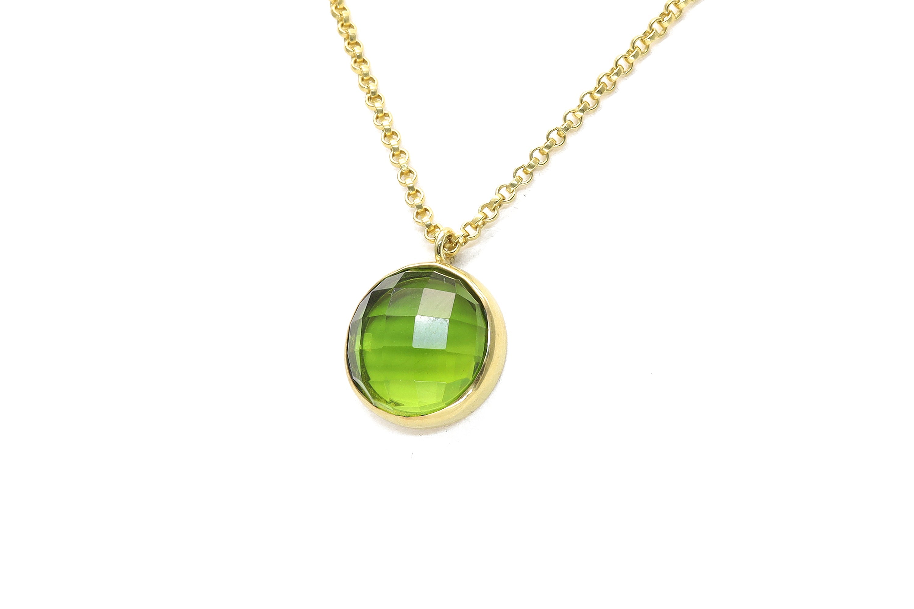 Gold Peridot Bezel Set Pendant Necklace necklaces Anemone Limited