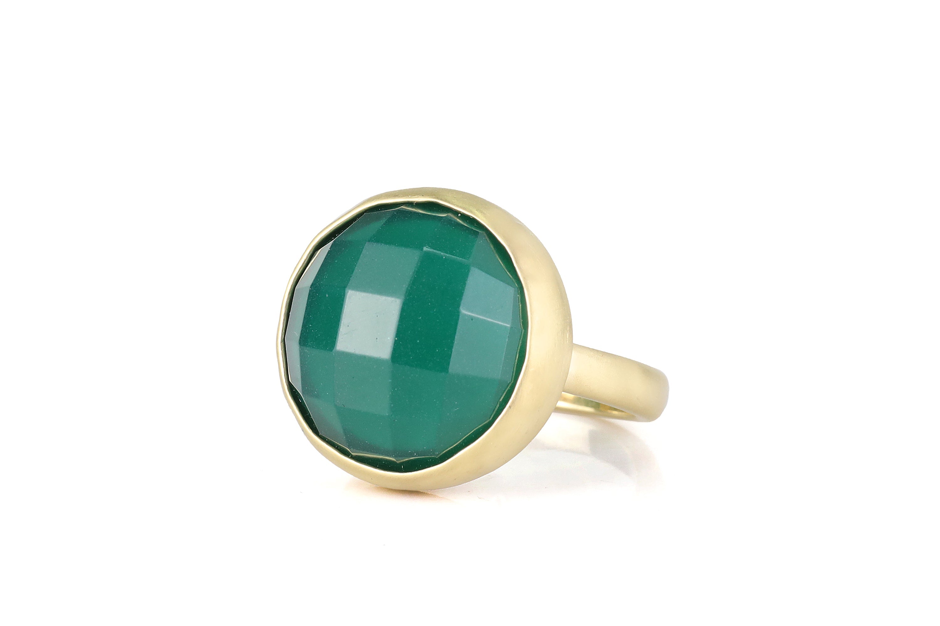 14k Gold Green Onyx Bezel Ring Rings Anemone Limited