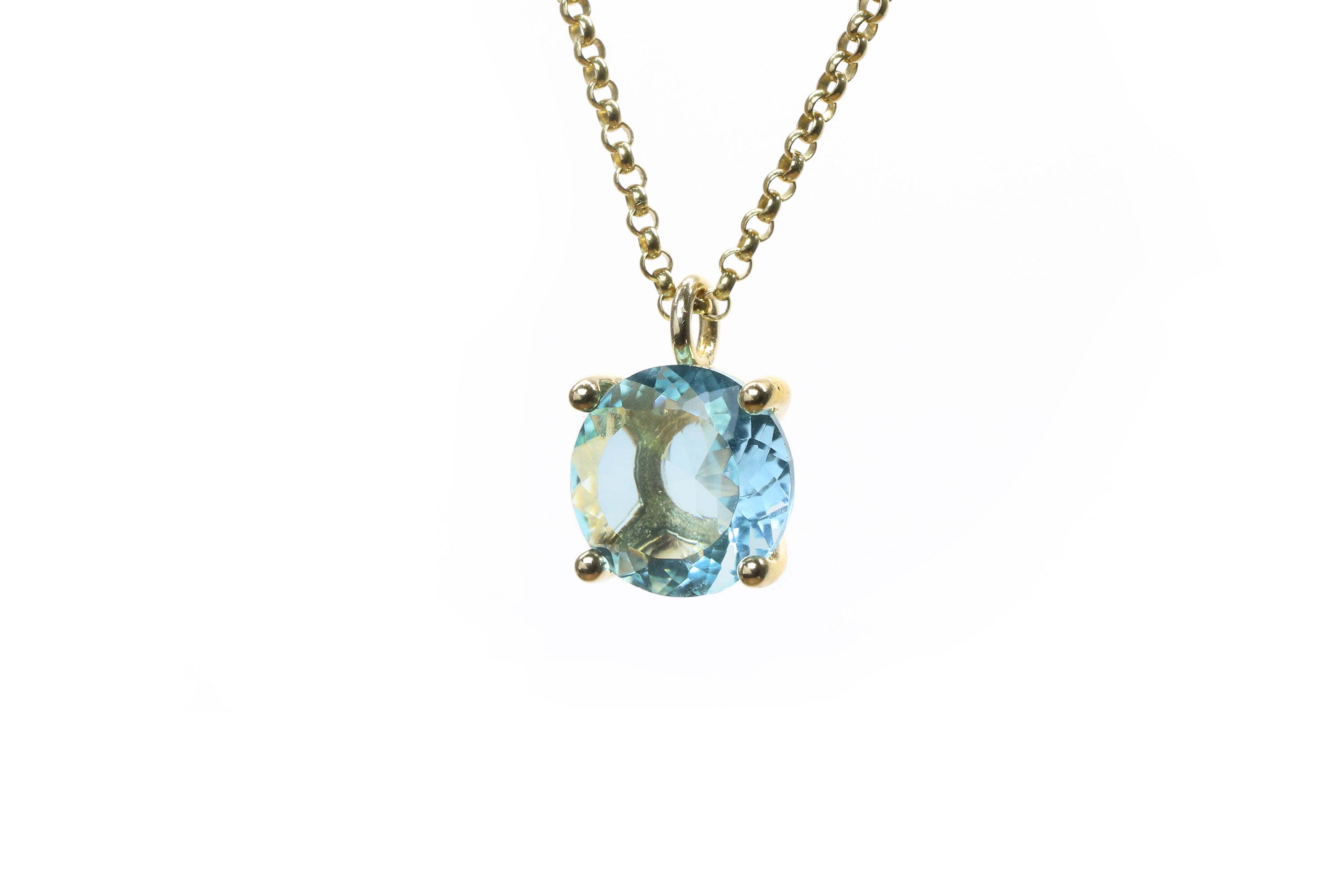 Lovely Blue Topaz Gold Pendant Necklace necklaces Anemone Unique