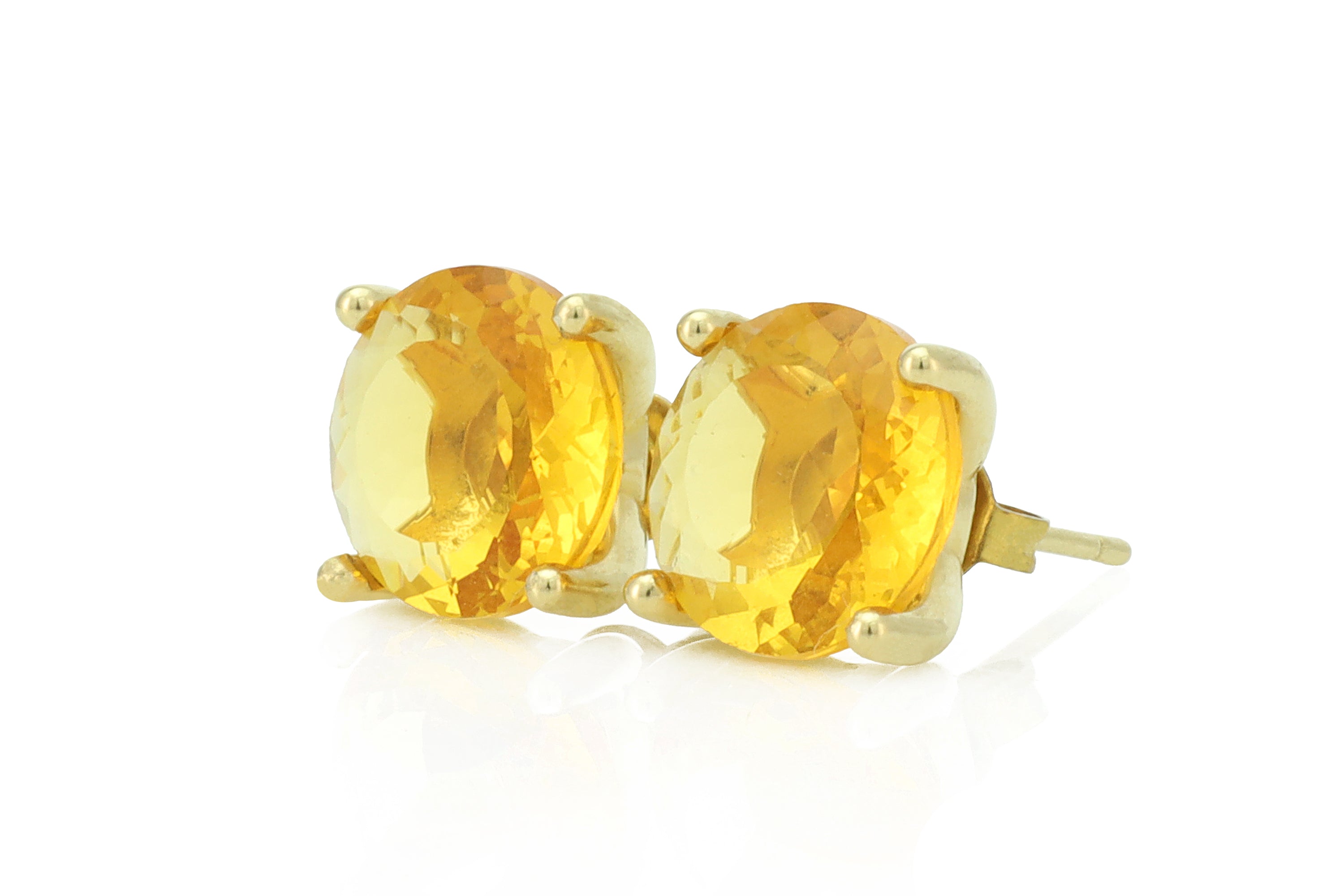 14k Gold Round Citrine Post Earrings Earrings Anemone Unique