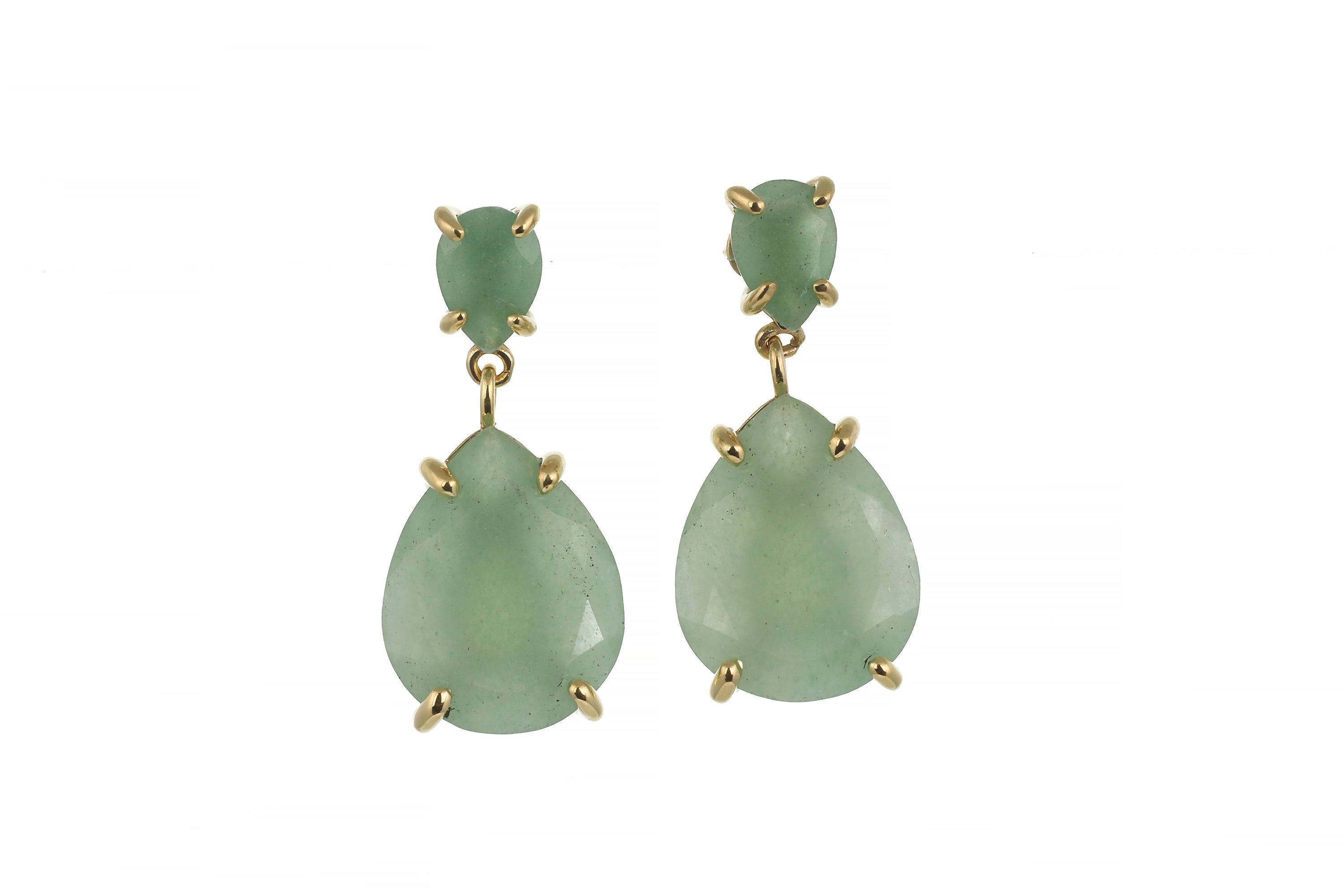 14k Gold Green Aventurine Multi Stone Earrings Earrings Anemone Jewelry