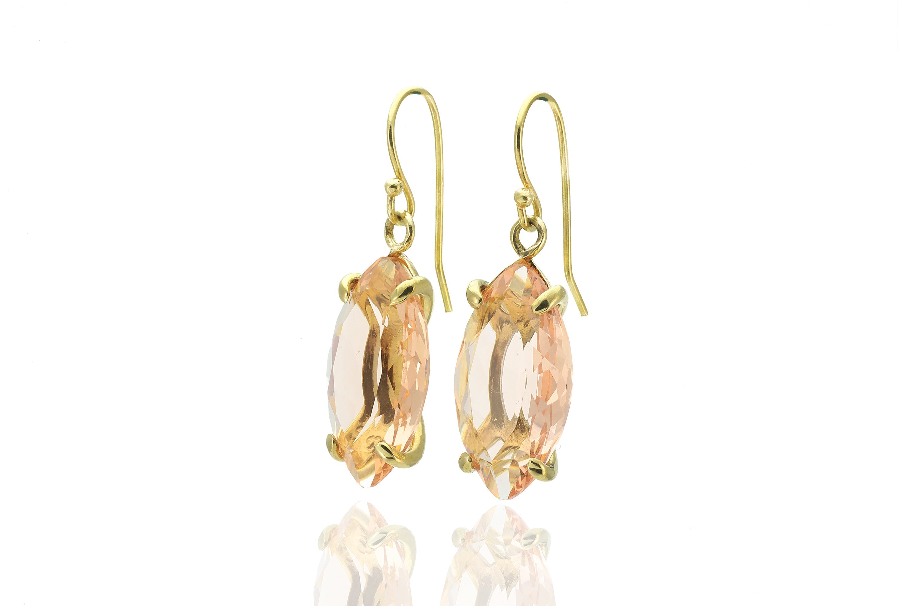 Marquise Morganite Gemstone Gold Earrings Earrings Anemone Jewelry